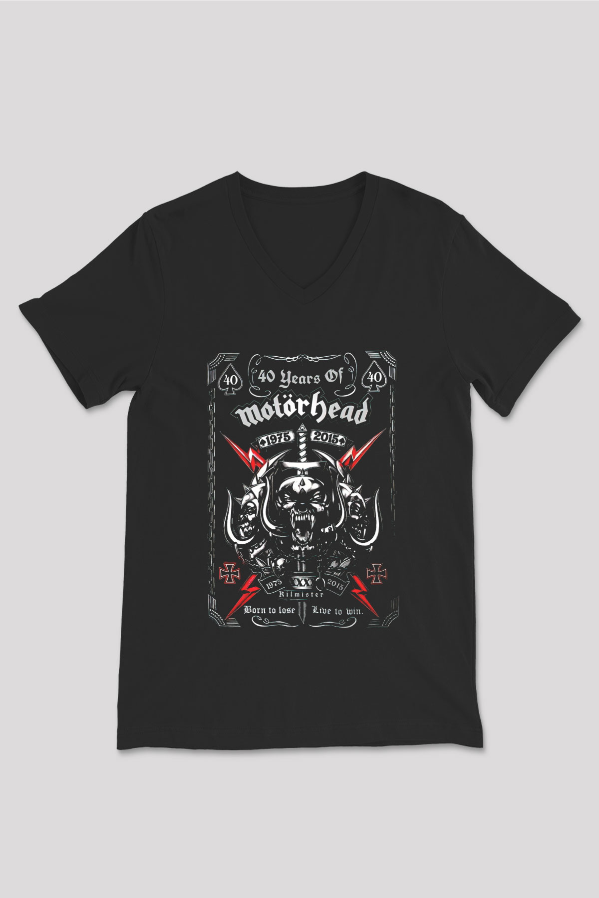 Motörhead Siyah Unisex V Yaka Tişört T-Shirt