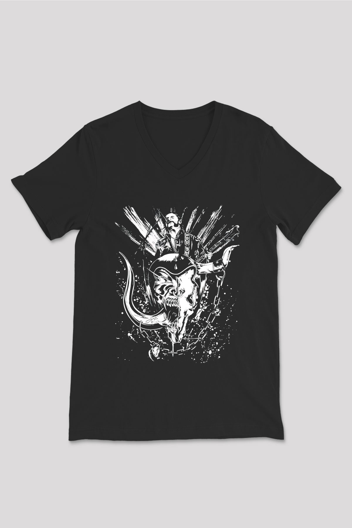 Motörhead Siyah Unisex V Yaka Tişört T-Shirt