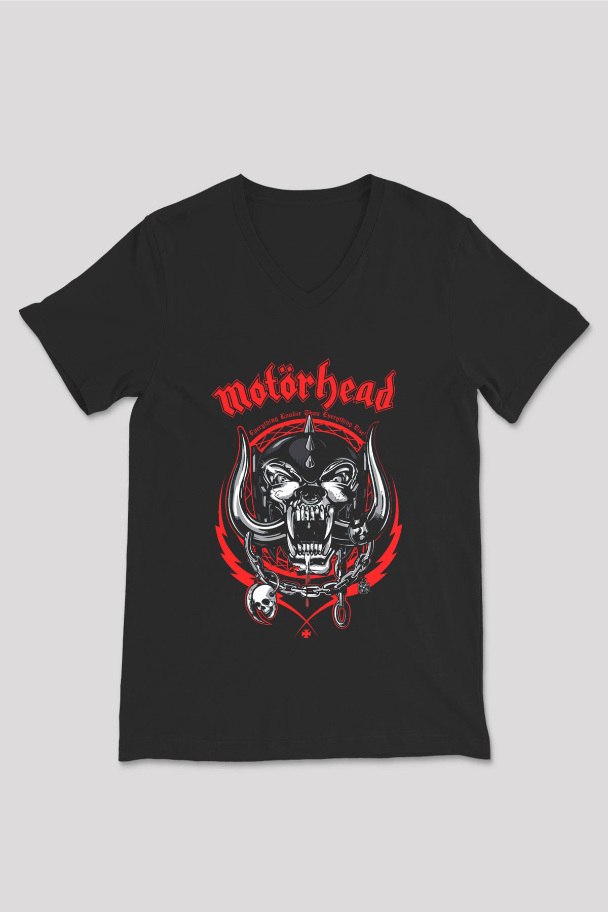 Motörhead Siyah Unisex V Yaka Tişört T-Shirt