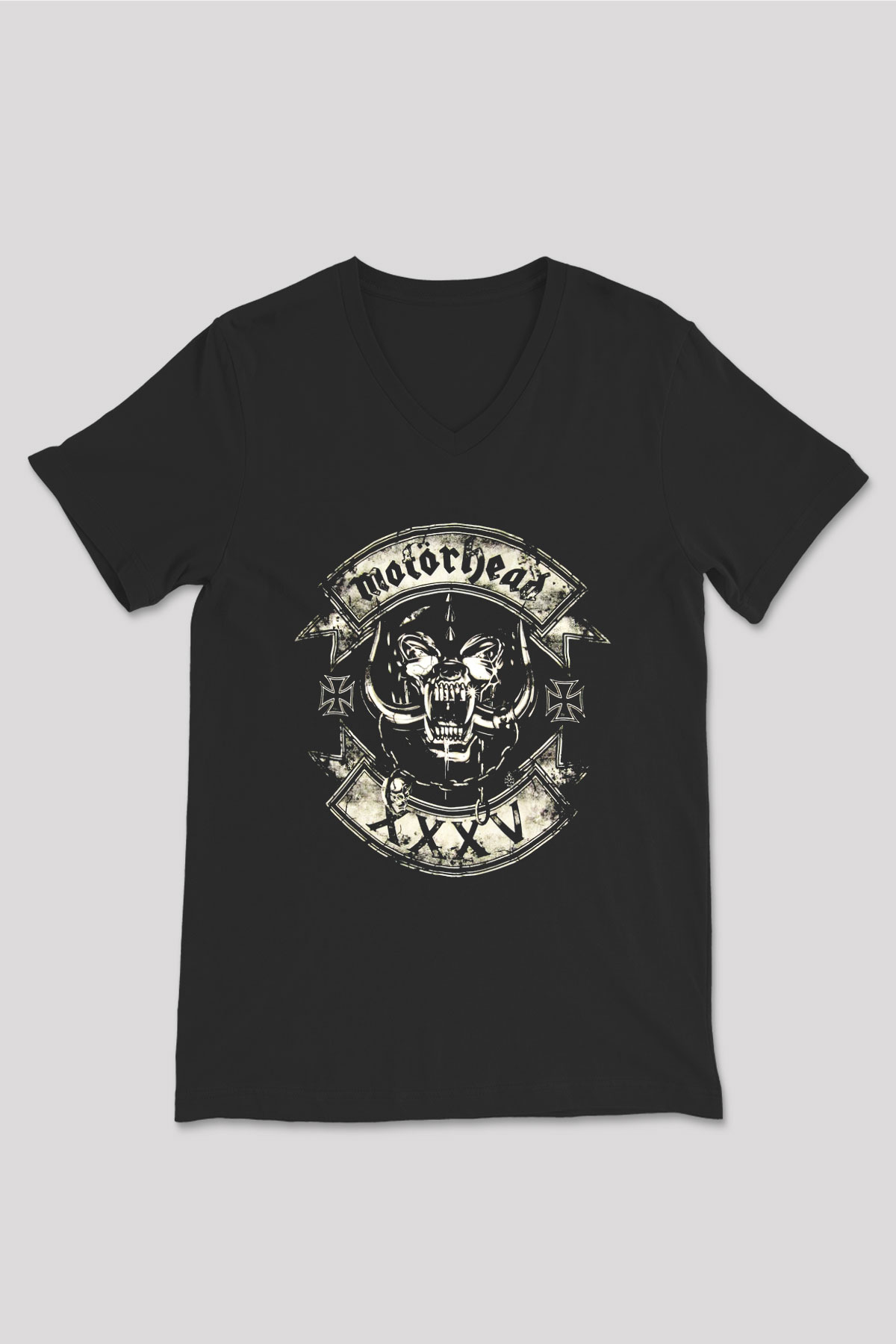 Motörhead Siyah Unisex V Yaka Tişört T-Shirt