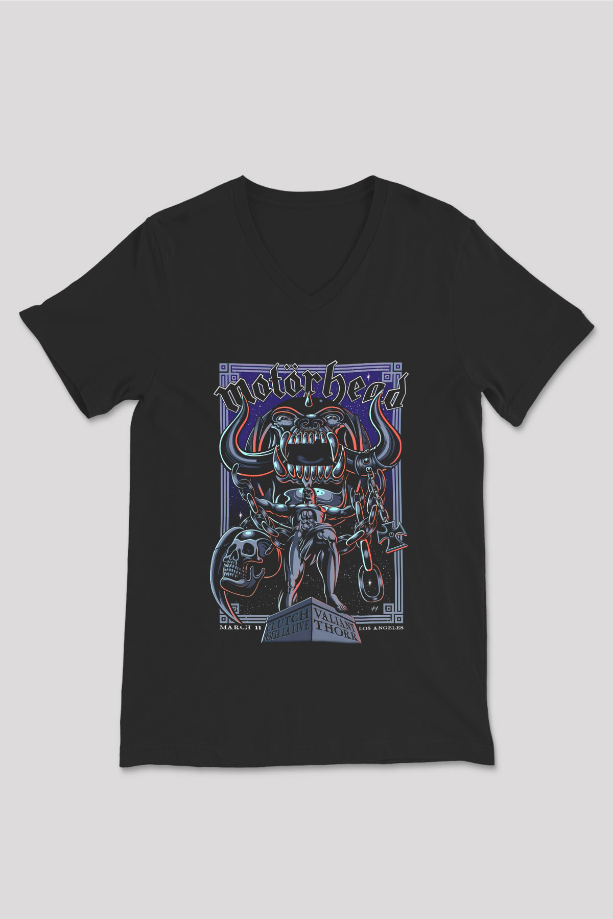 Motörhead Siyah Unisex V Yaka Tişört T-Shirt