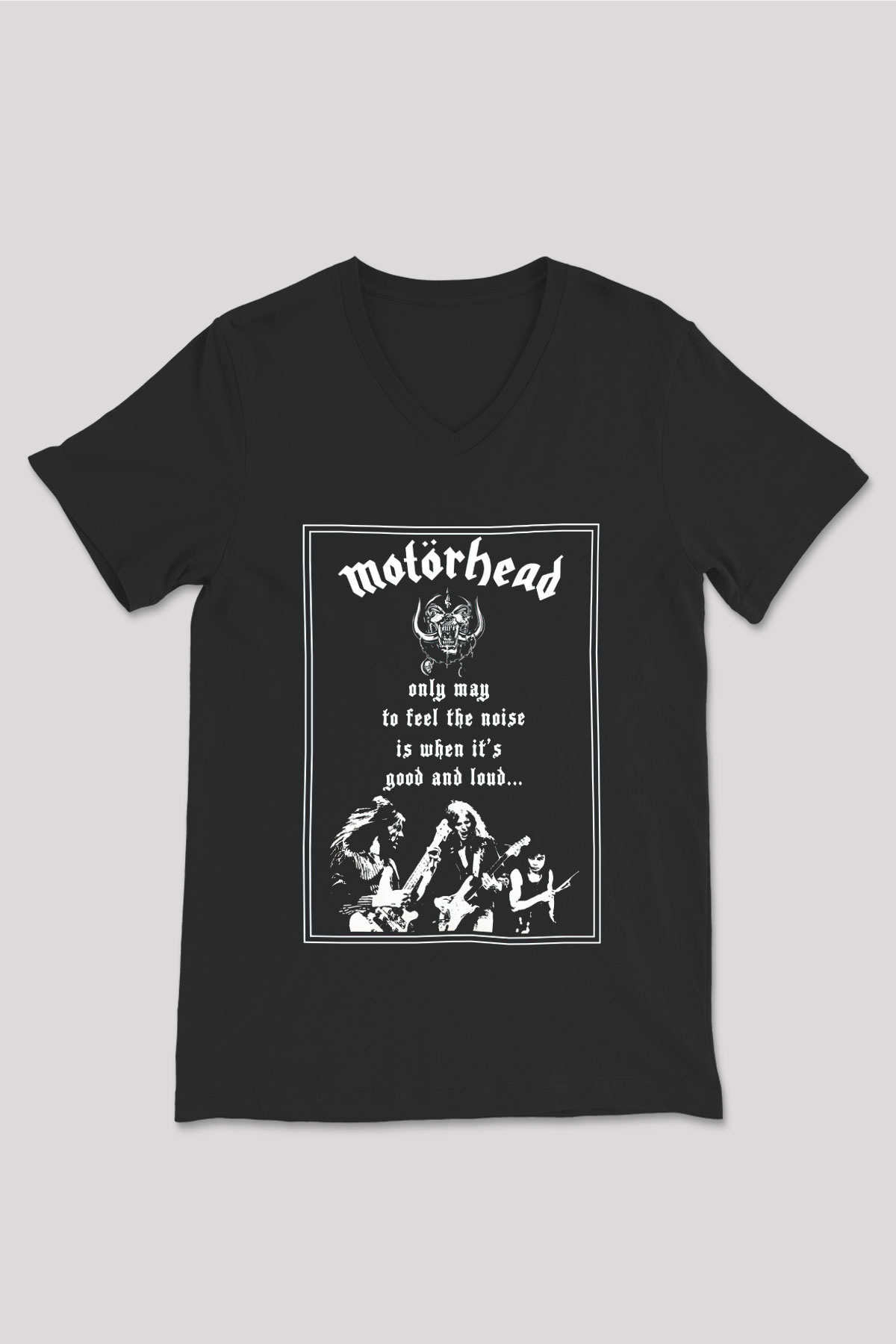 Motörhead Siyah Unisex V Yaka Tişört T-Shirt