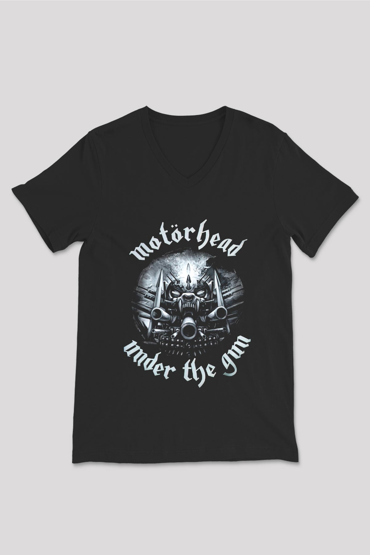 Motörhead Under The Gun Siyah Unisex V Yaka Tişört T-Shirt