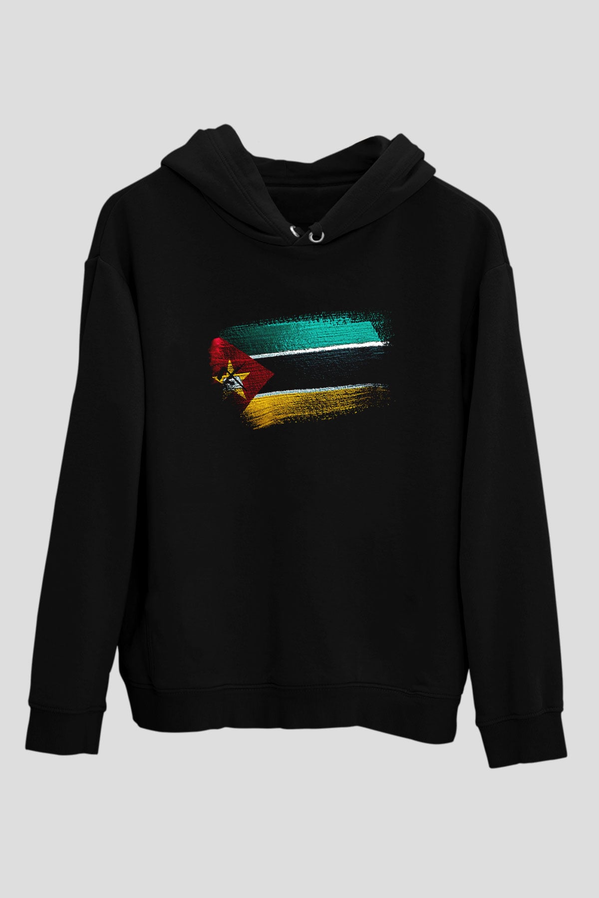 Mozambik - Mozambique Bayrağı Baskılı Unisex Siyah Kapüşonlu Sweatshirt