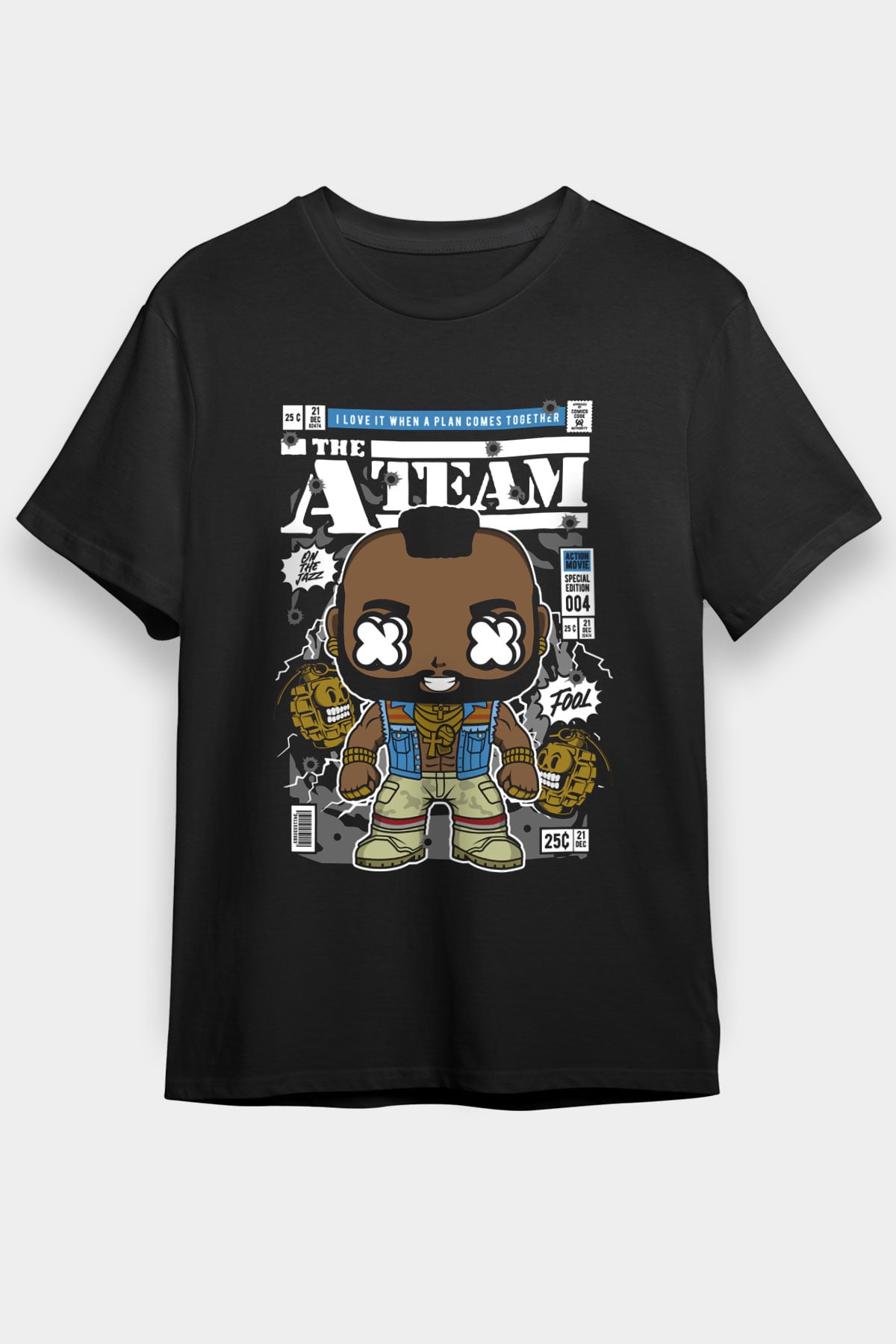Mr T Baskılı Unisex Siyah Tişört