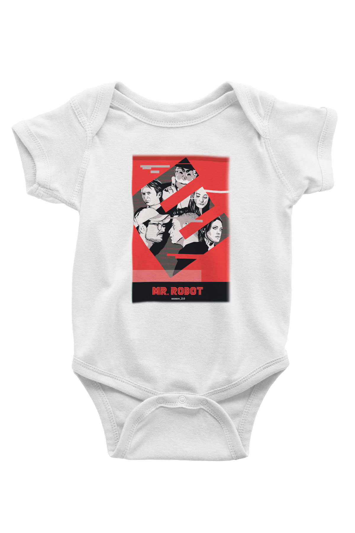 Mr. Robot Baskılı Beyaz Unisex Bebek Body - Zıbın