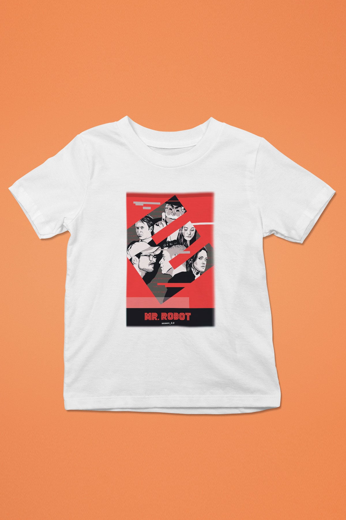 Mr. Robot Baskılı Beyaz Unisex Çocuk Tişört
