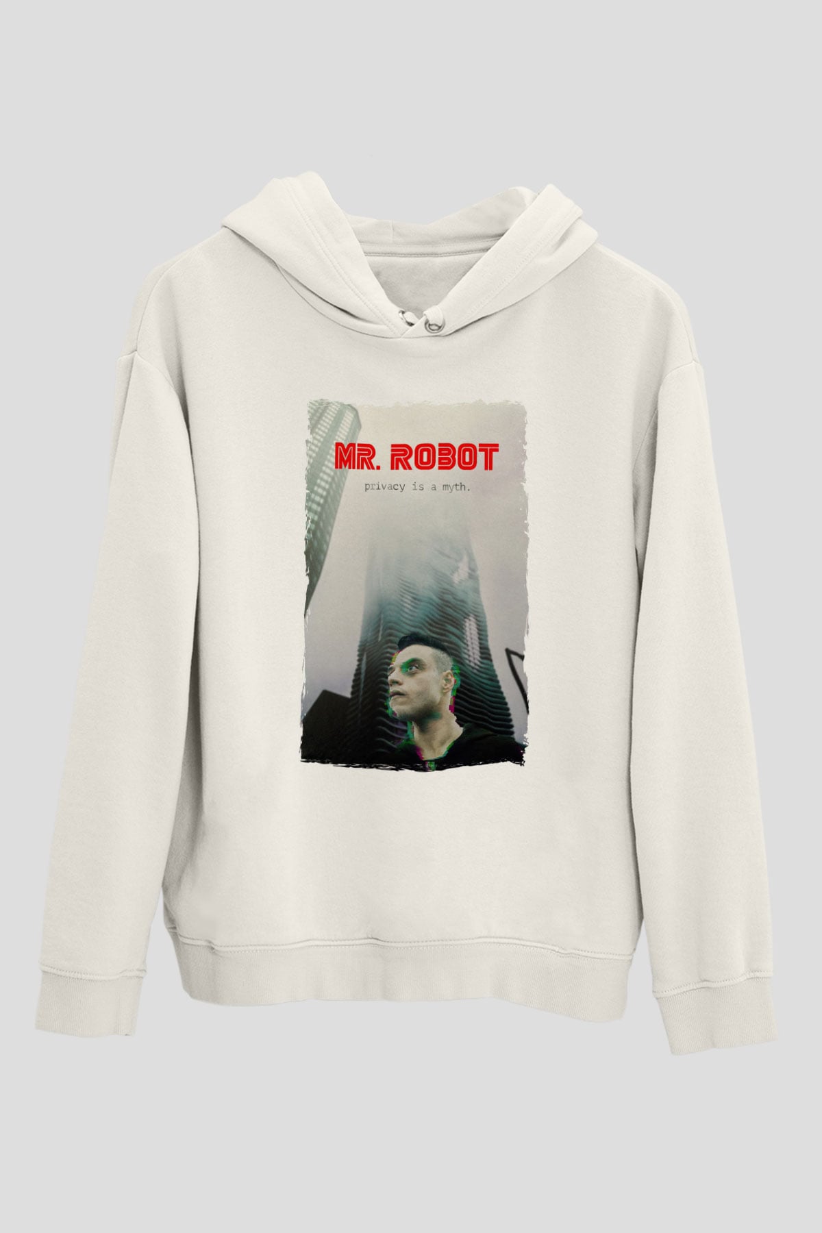 Mr. Robot Beyaz Unisex Hoodie