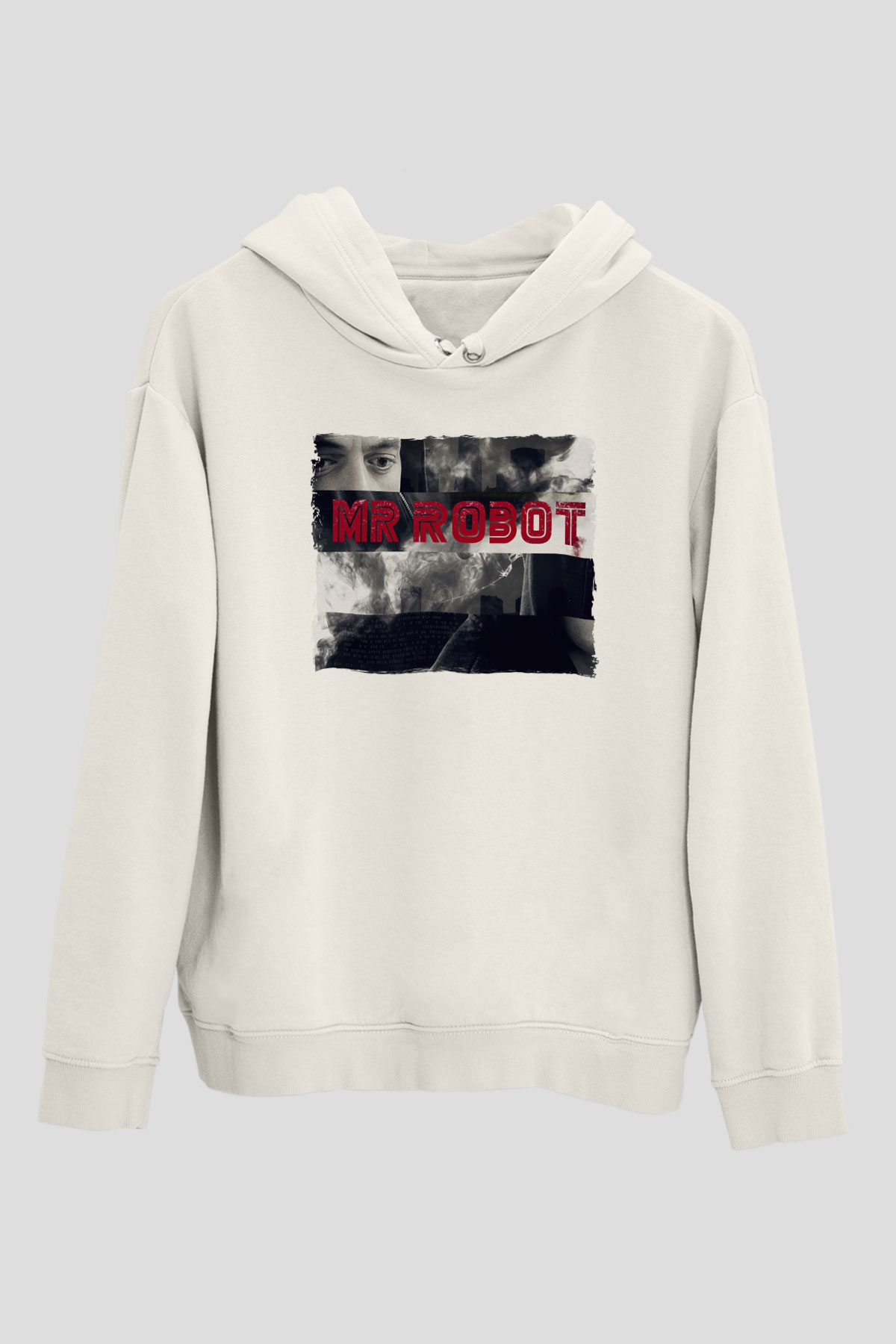 Mr. Robot Beyaz Unisex Hoodie