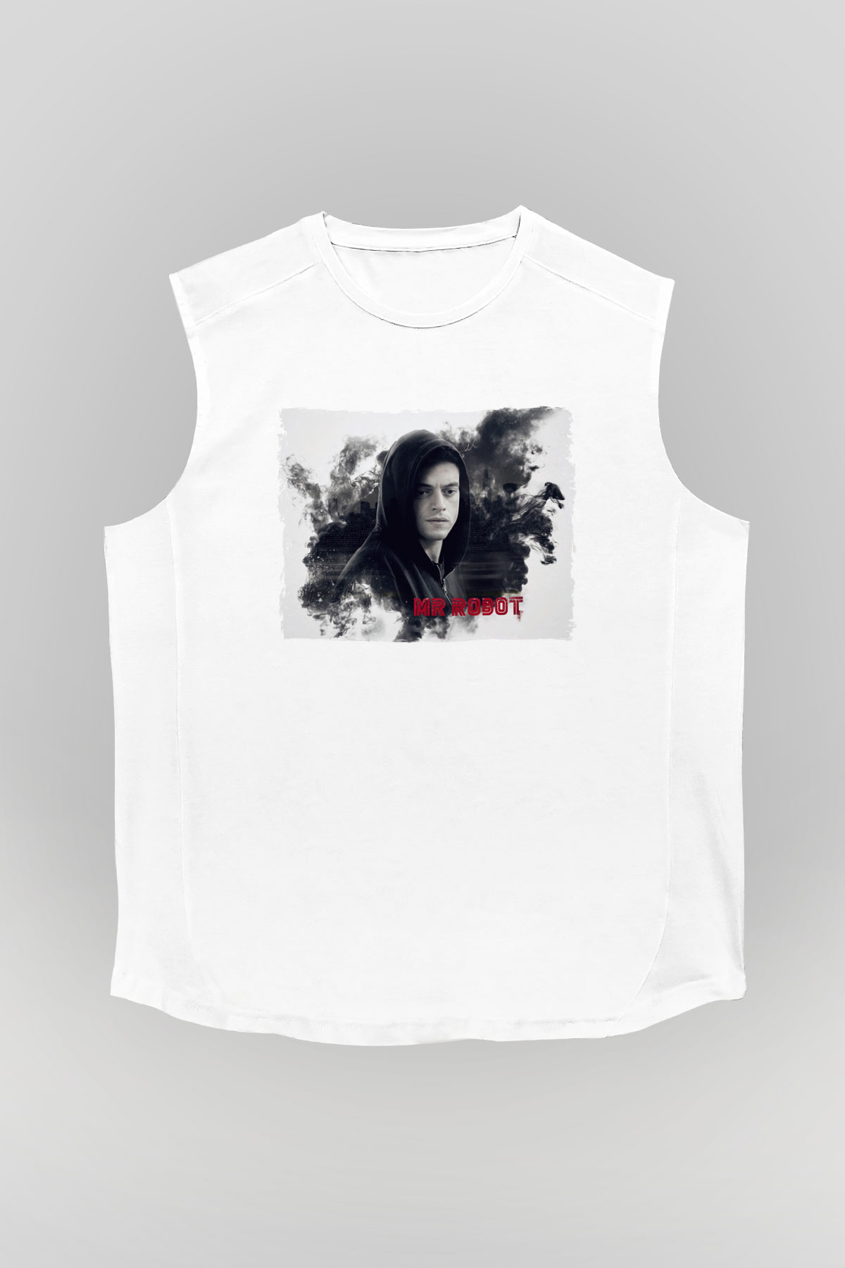 Mr. Robot Beyaz Unisex Kolsuz Tişört