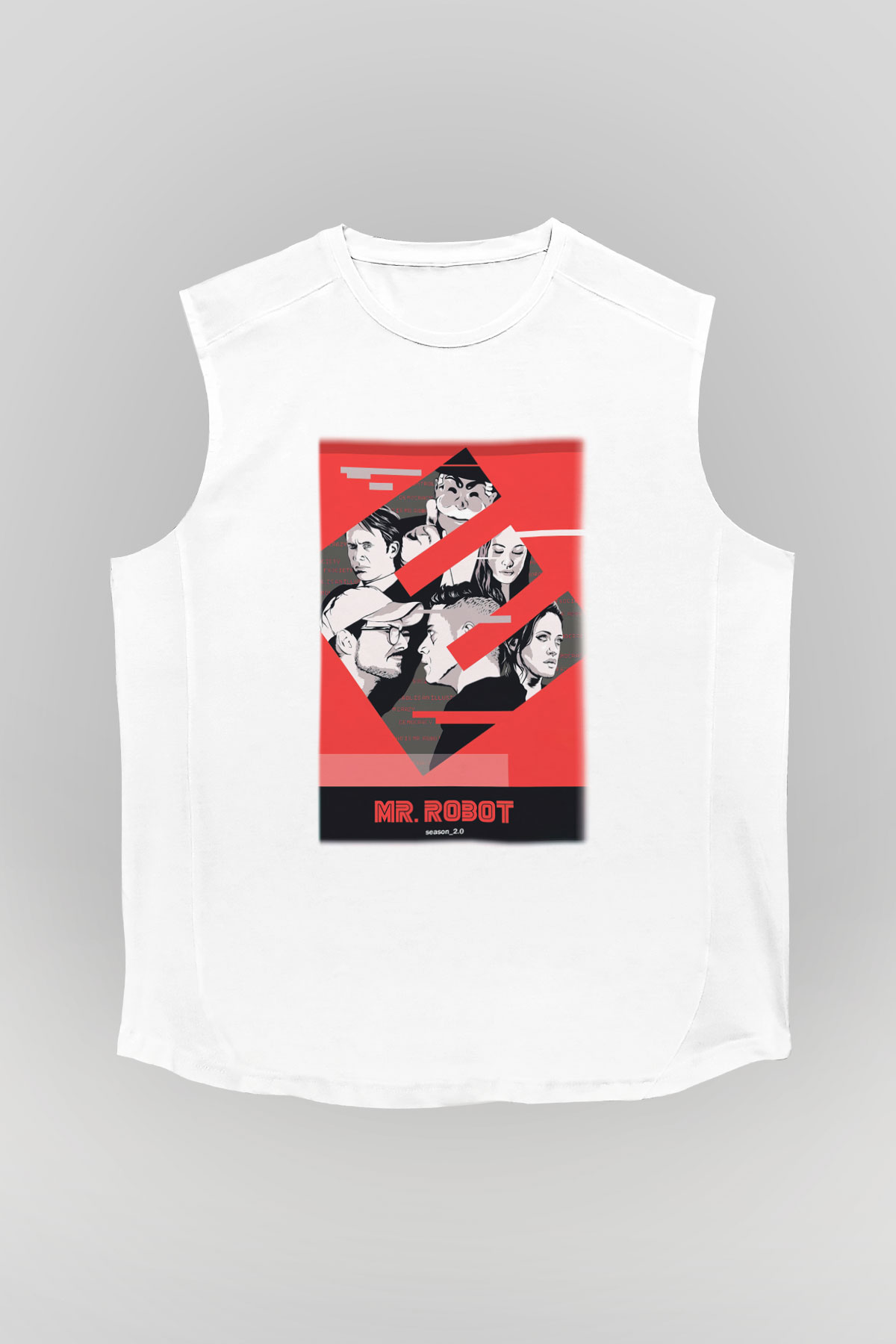 Mr. Robot Beyaz Unisex Kolsuz Tişört