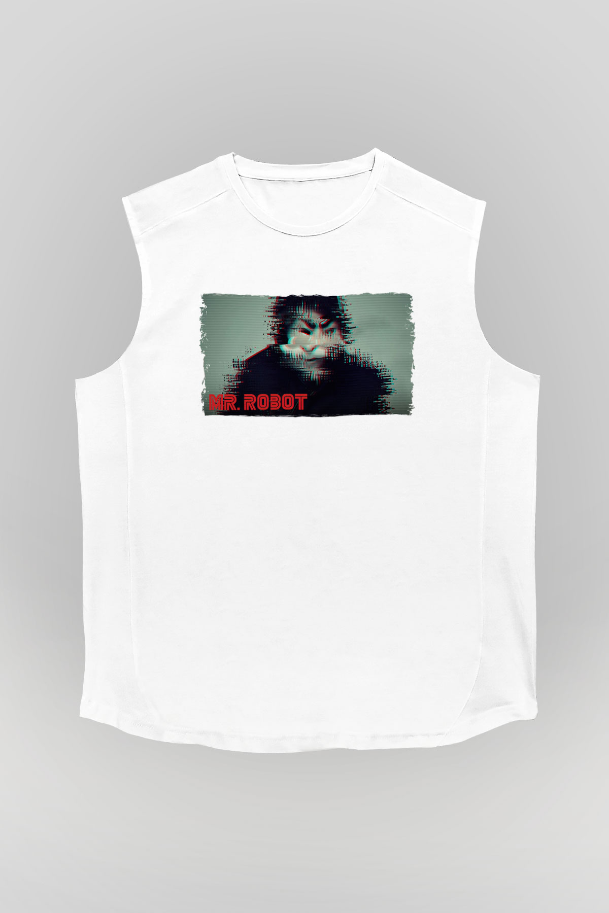 Mr. Robot Beyaz Unisex Kolsuz Tişört