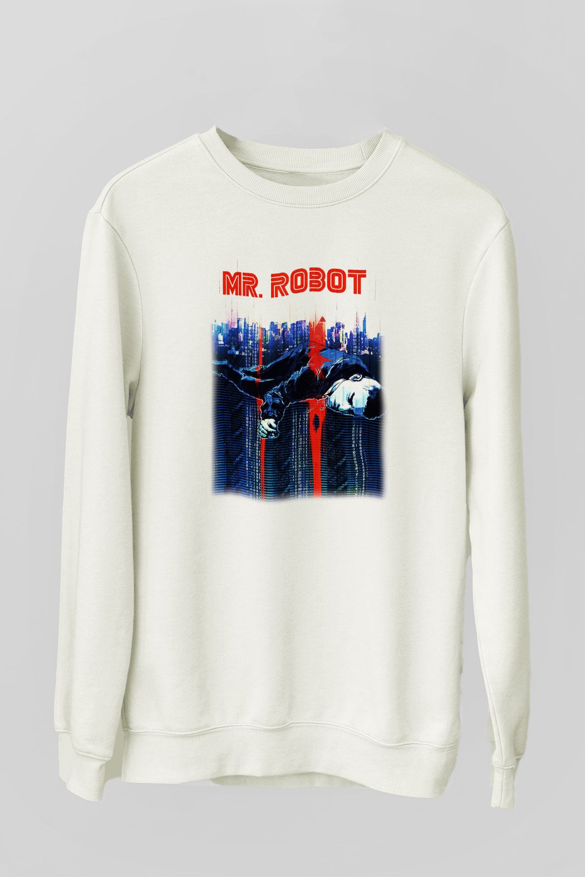 Mr. Robot Beyaz Unisex Sweatshirt