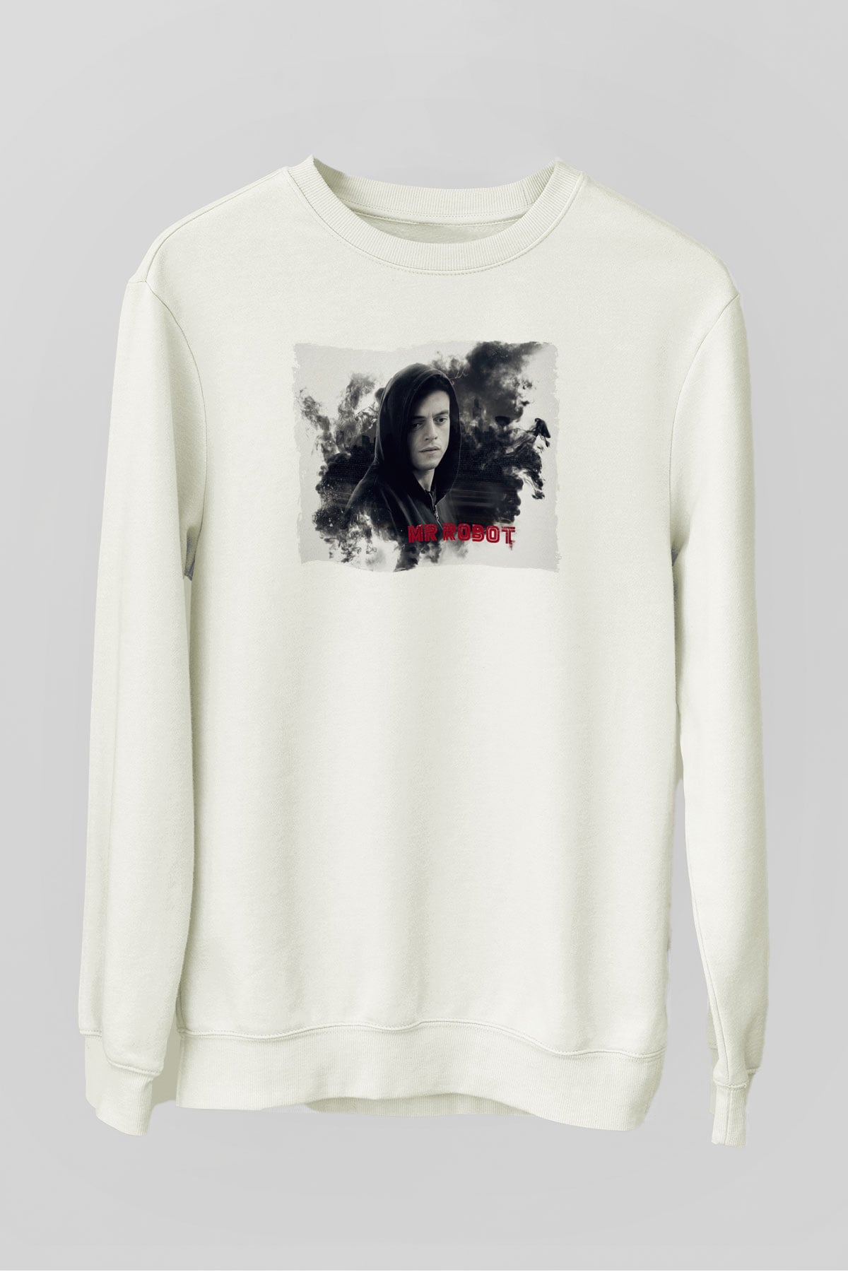 Mr. Robot Beyaz Unisex Sweatshirt