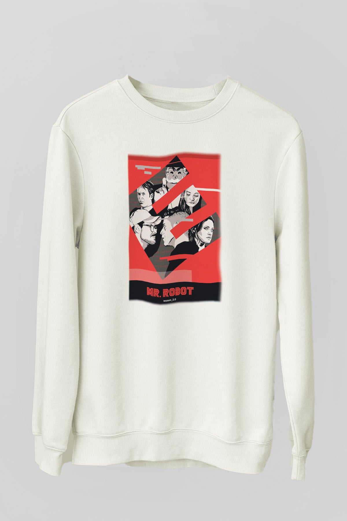 Mr. Robot Beyaz Unisex Sweatshirt
