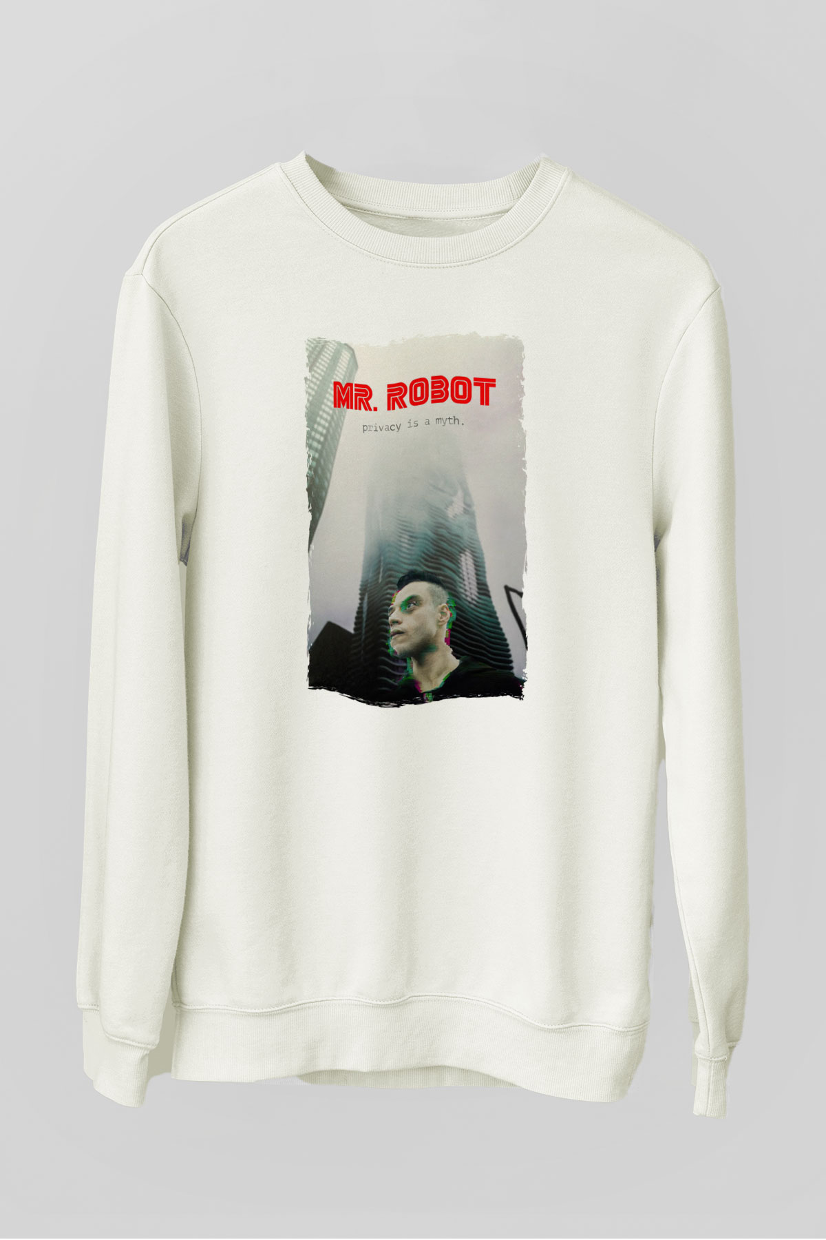 Mr. Robot Beyaz Unisex Sweatshirt