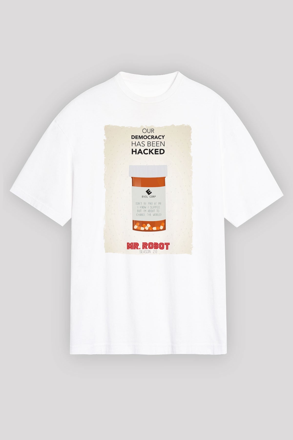Mr. Robot Beyaz Unisex Tişört T-Shirt