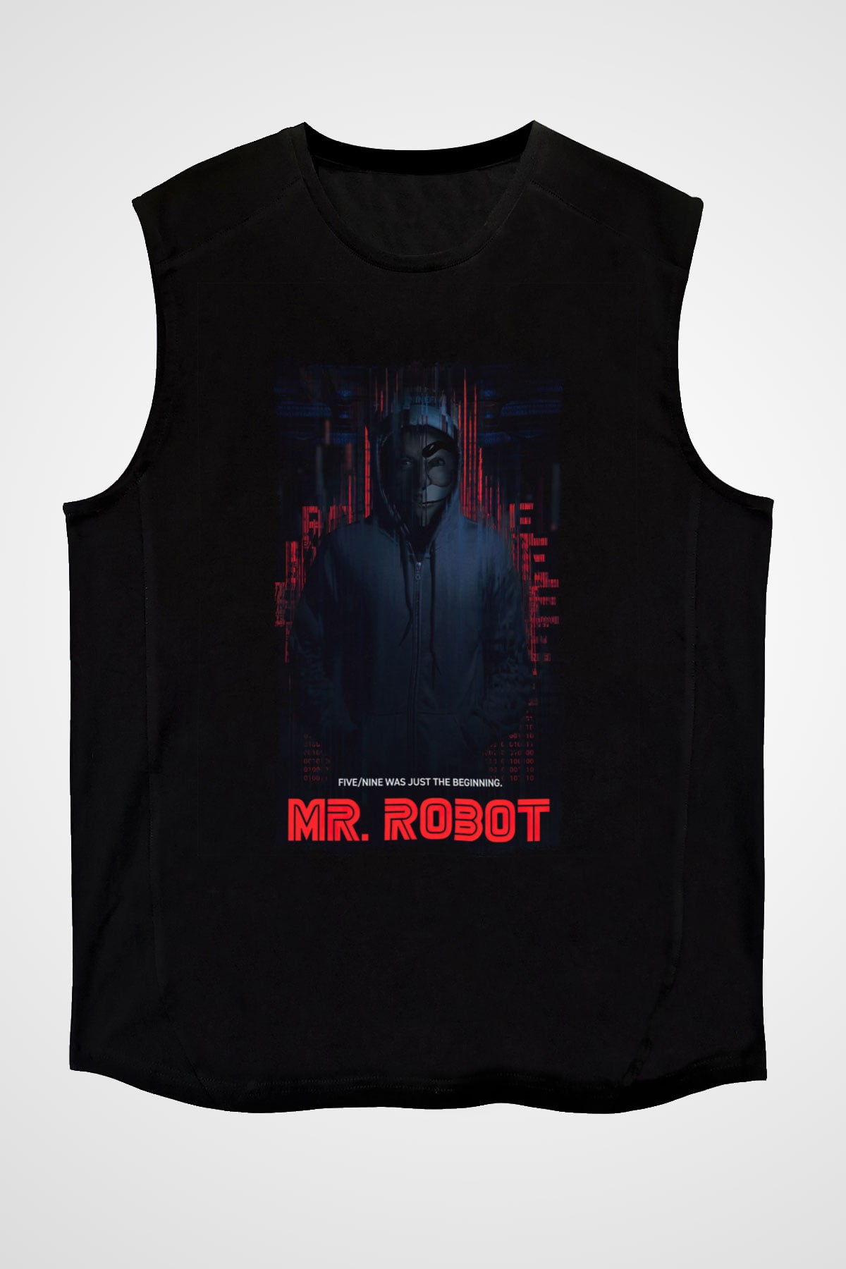 Mr. Robot Siyah Unisex Kolsuz Tişört