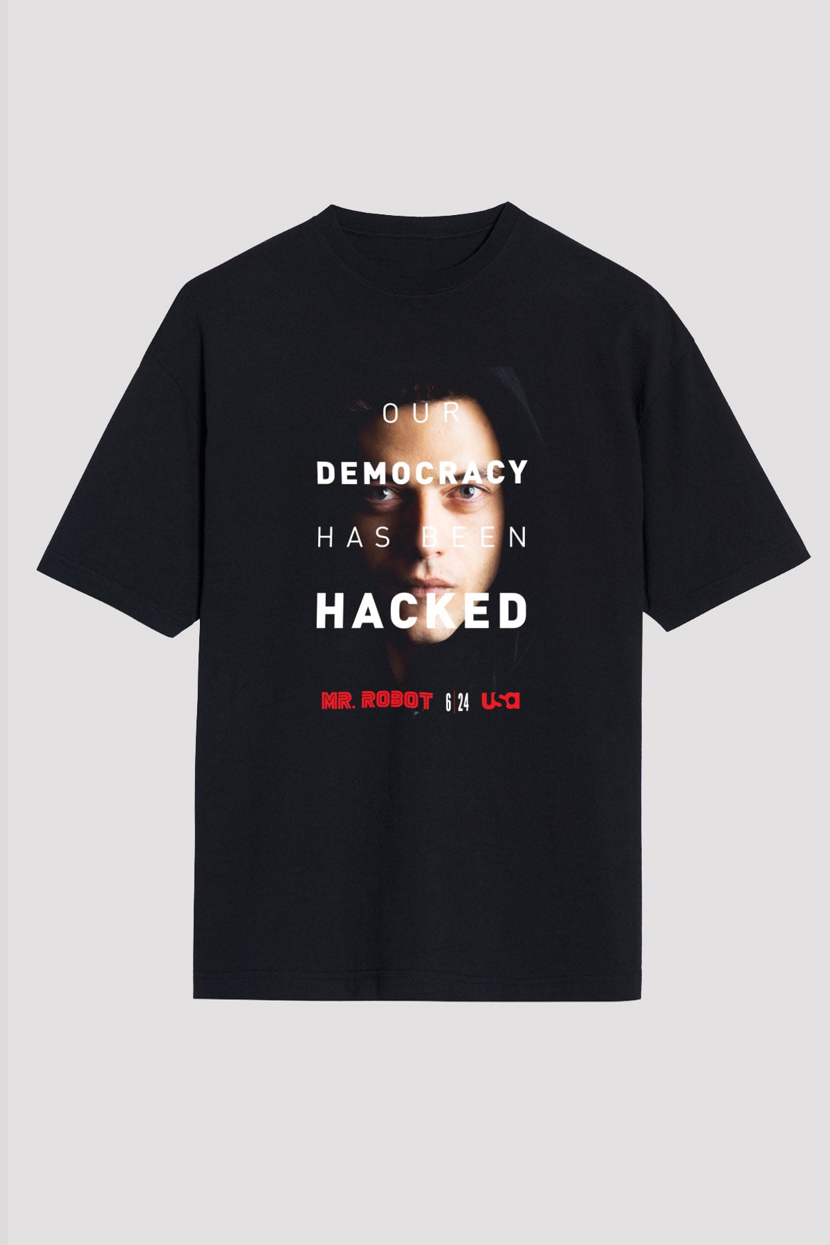 Mr. Robot Siyah Unisex Oversize Tişört T-Shirt