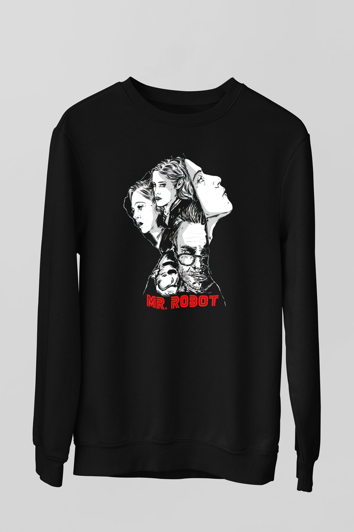 Mr. Robot Siyah Unisex Sweatshirt