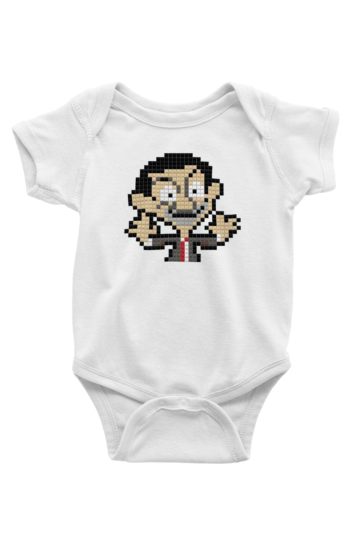 Mr.Bean Baskılı Beyaz Unisex Bebek Body - Zıbın