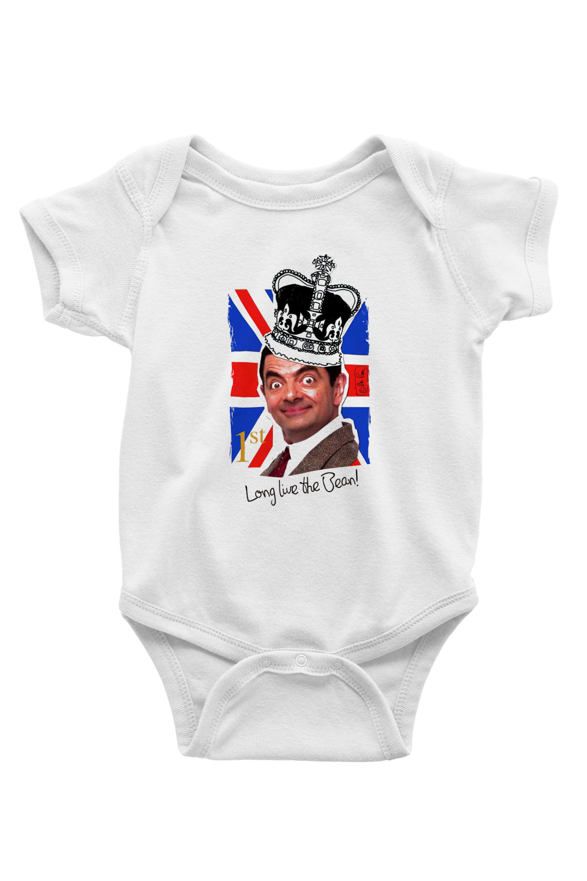 Mr.Bean Beyaz Bebek Body - Zıbın