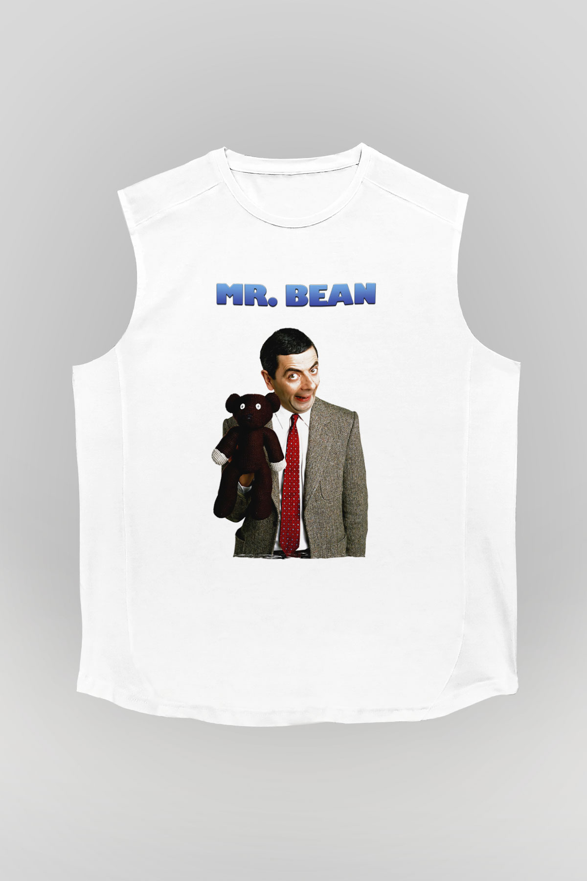Mr.Bean Beyaz Unisex  Kolsuz Tişört
