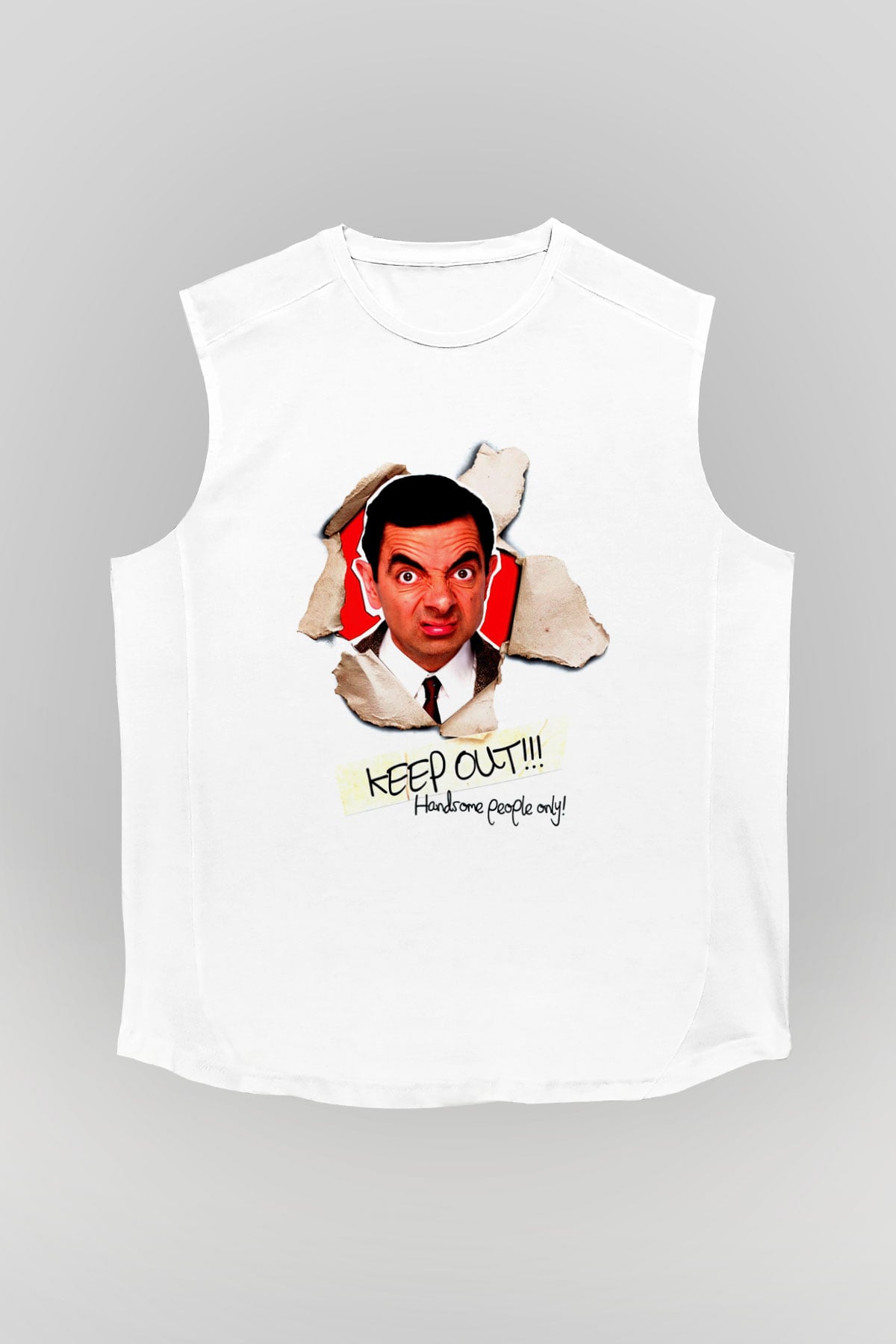 Mr.Bean Beyaz Unisex  Kolsuz Tişört