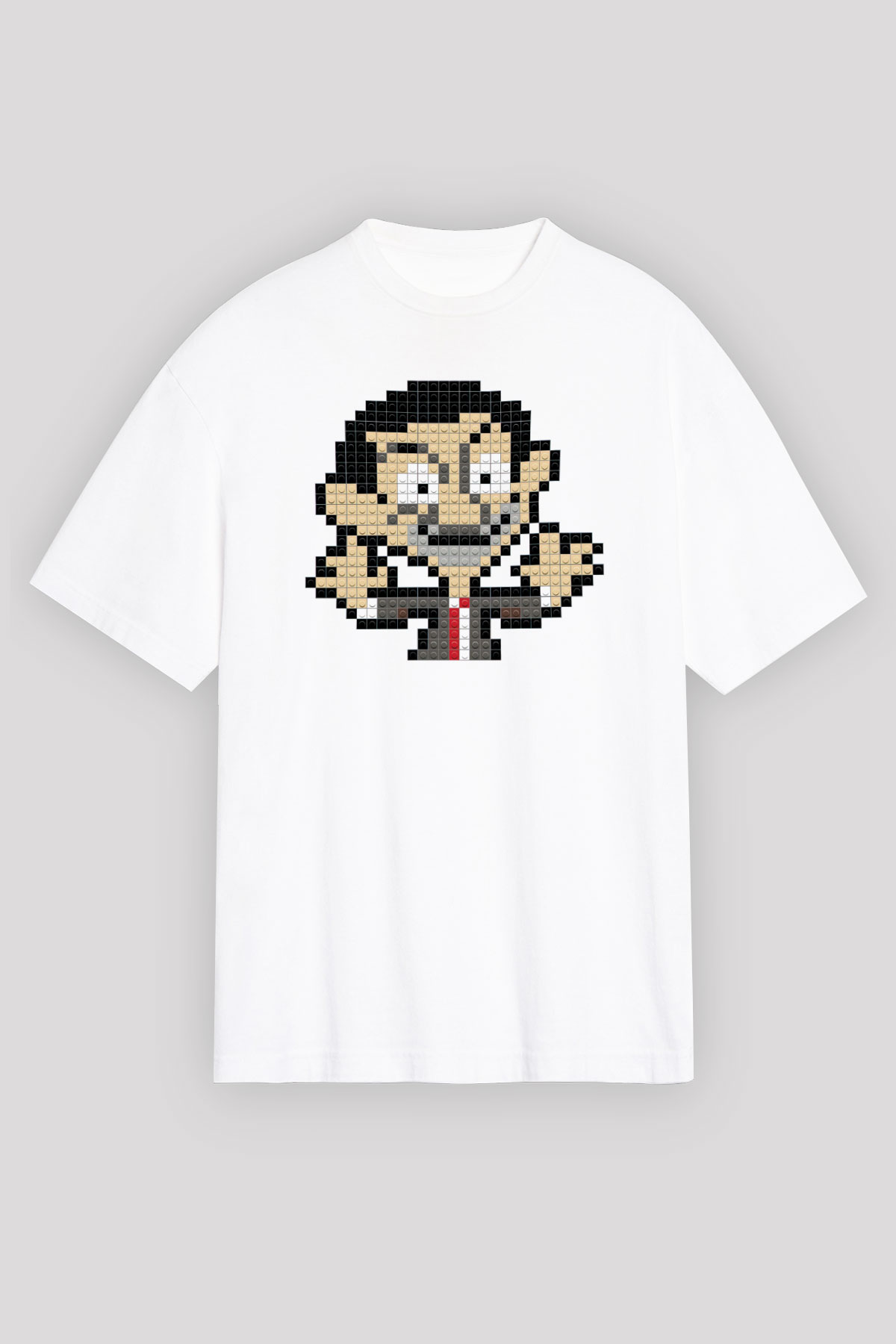Mr.Bean Beyaz Unisex Oversize Tişört