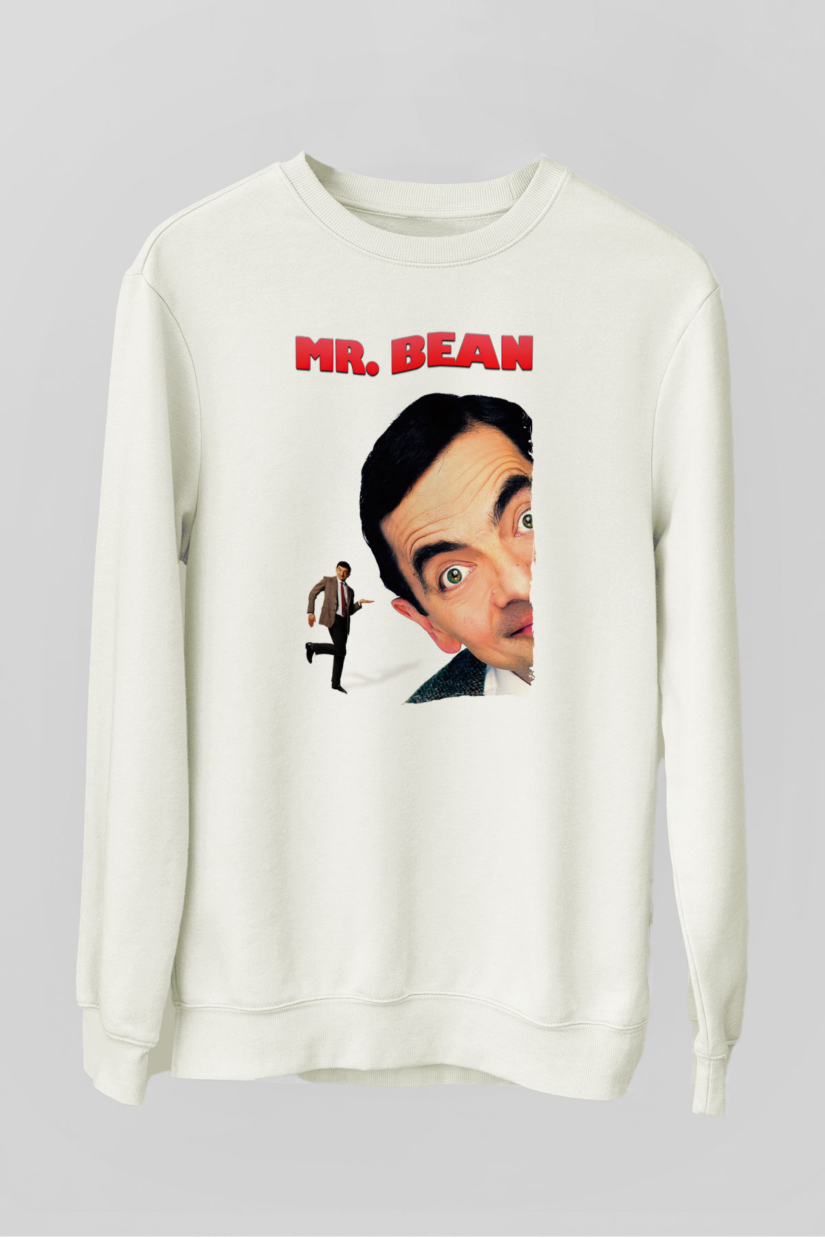 Mr.Bean Beyaz Unisex  Sweatshirt