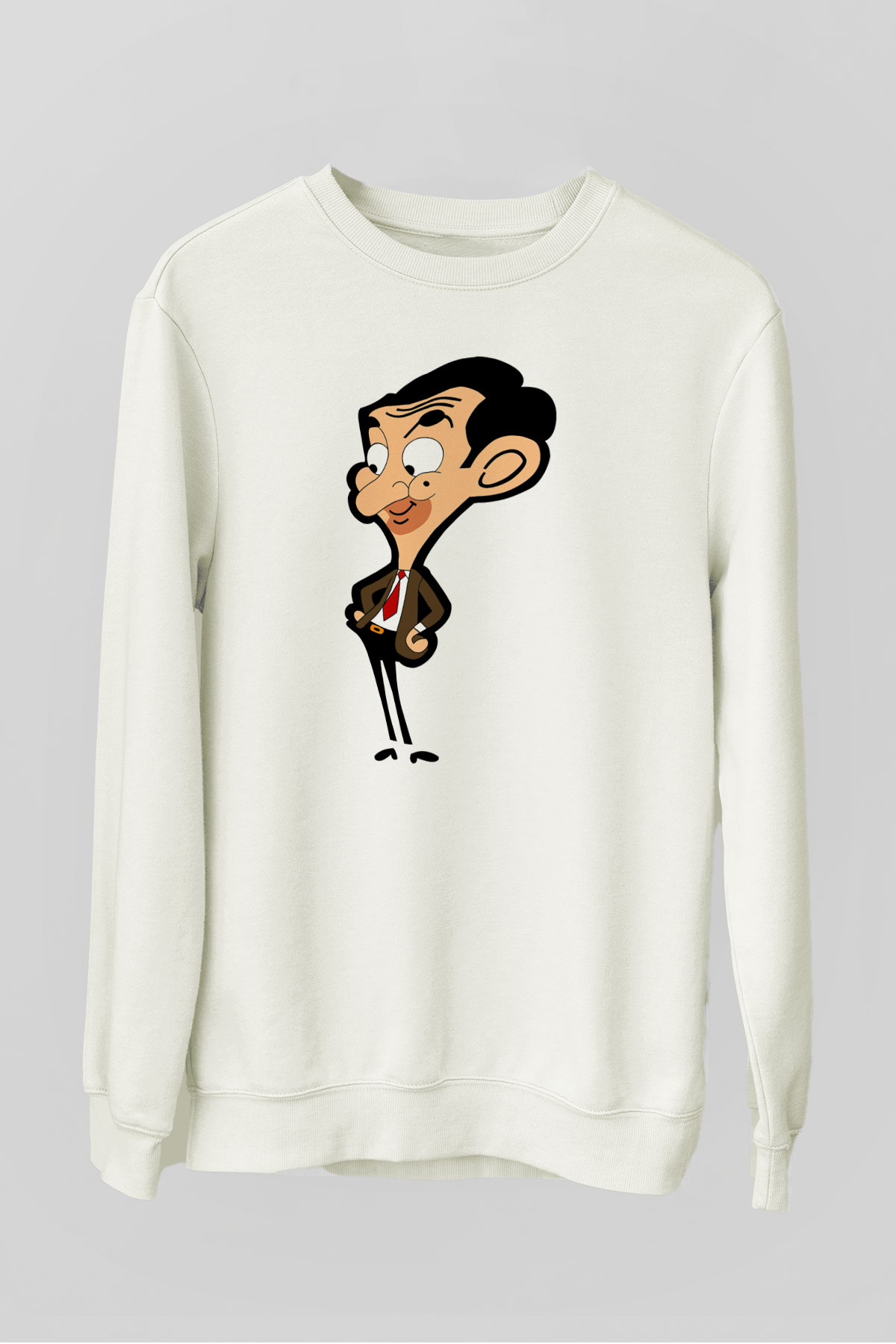 Mr.Bean Beyaz Unisex  Sweatshirt