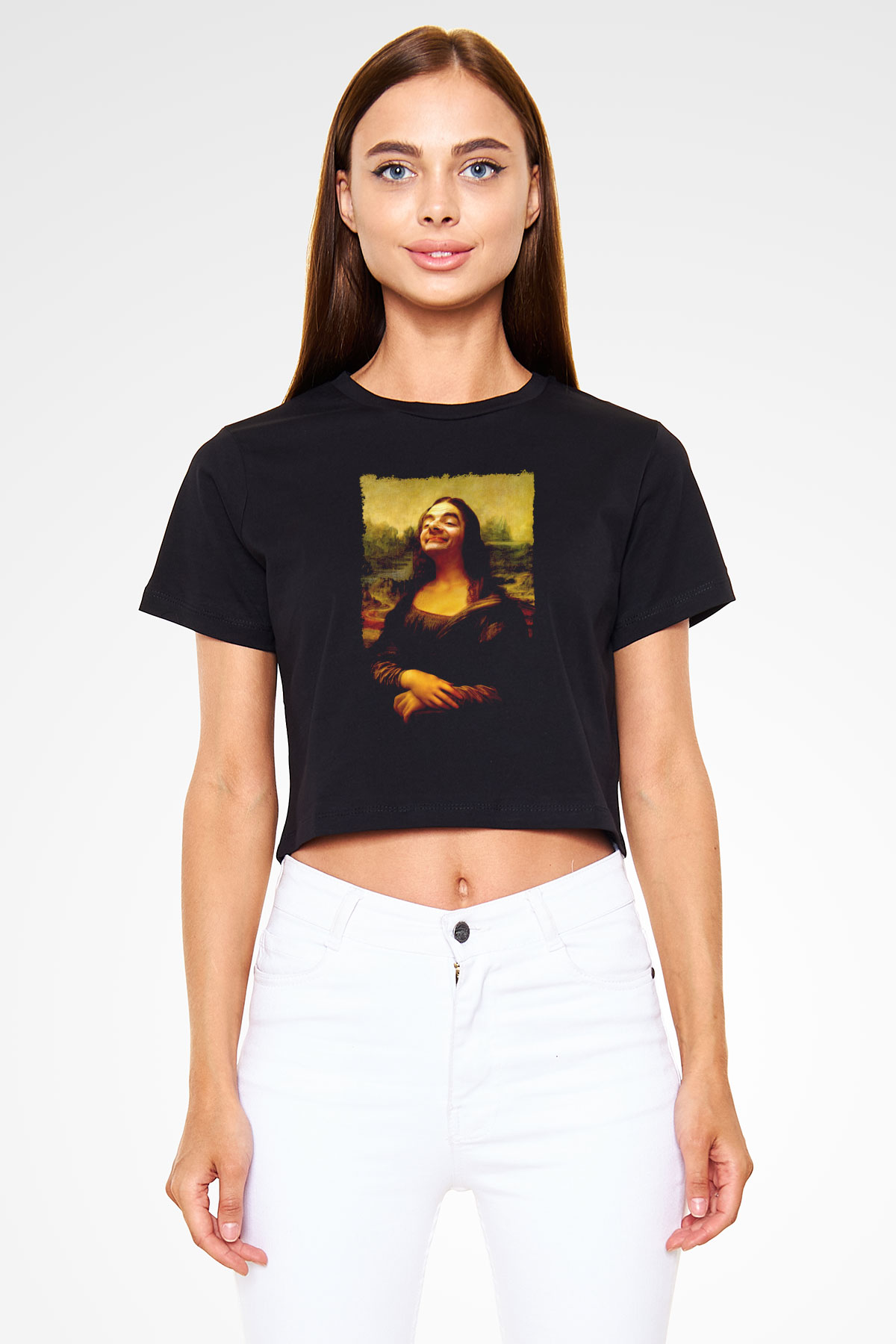 Mr.Bean Siyah   Crop Top Tişört