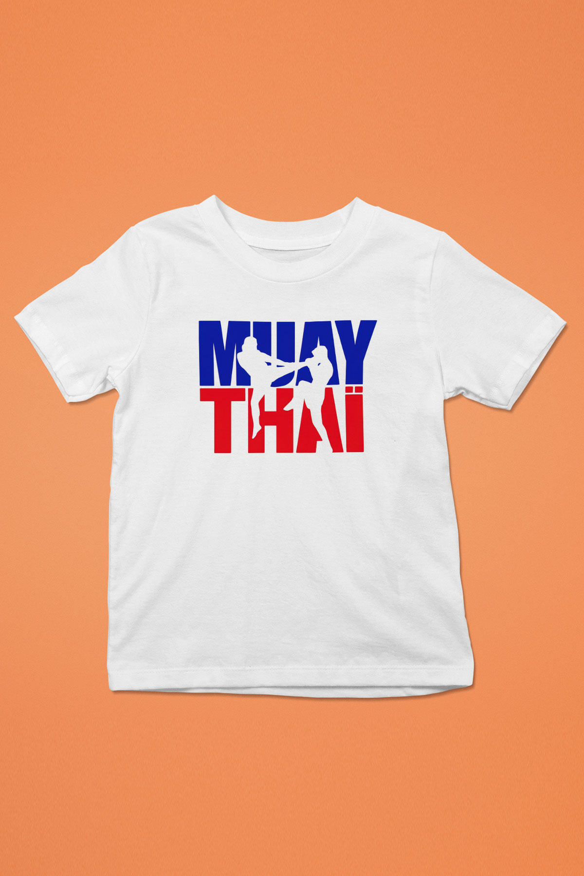 Muay Thai Baskılı Beyaz Unisex Çocuk Tişört