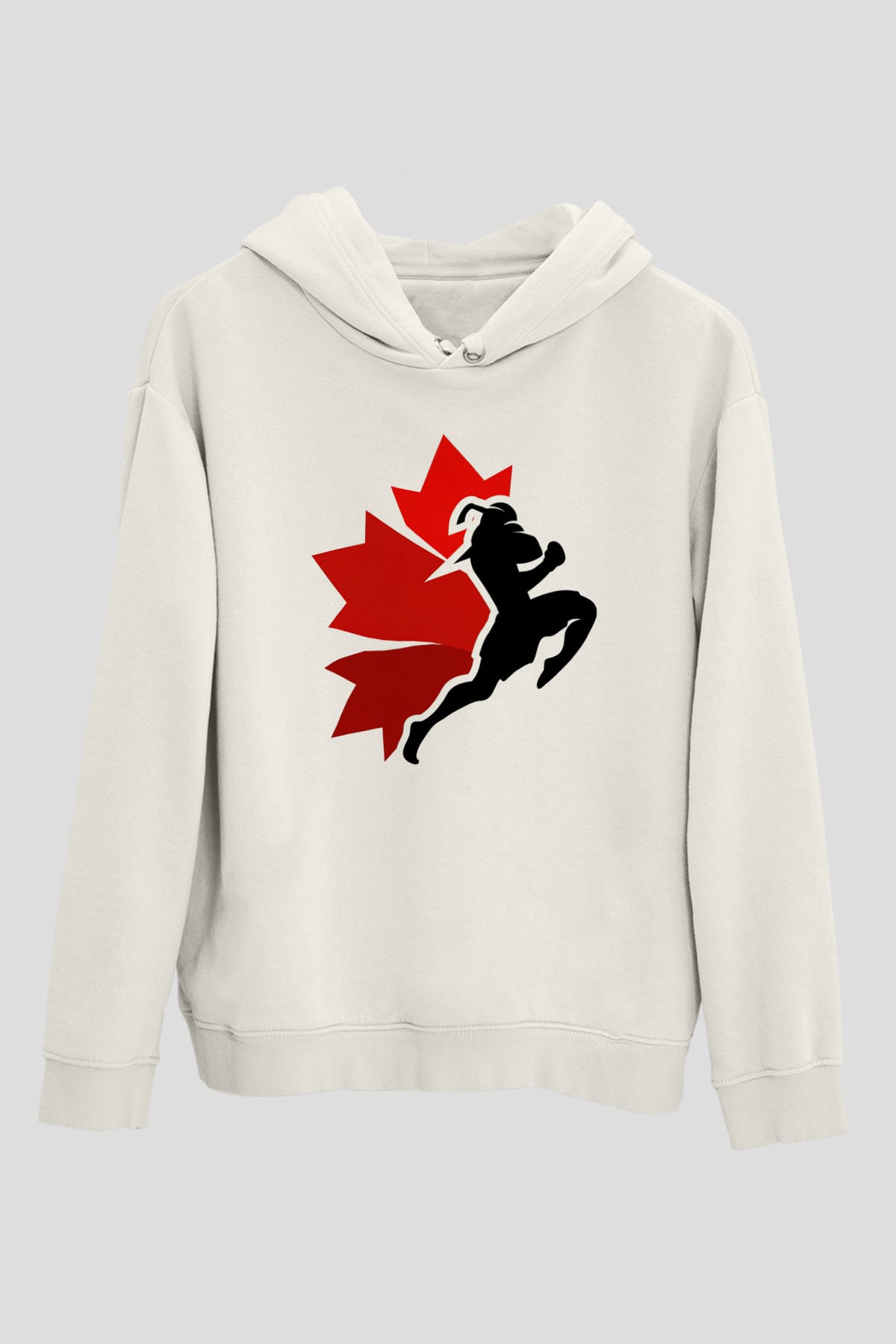 Muay Thai Beyaz Unisex Kapüşonlu Sweatshirt
