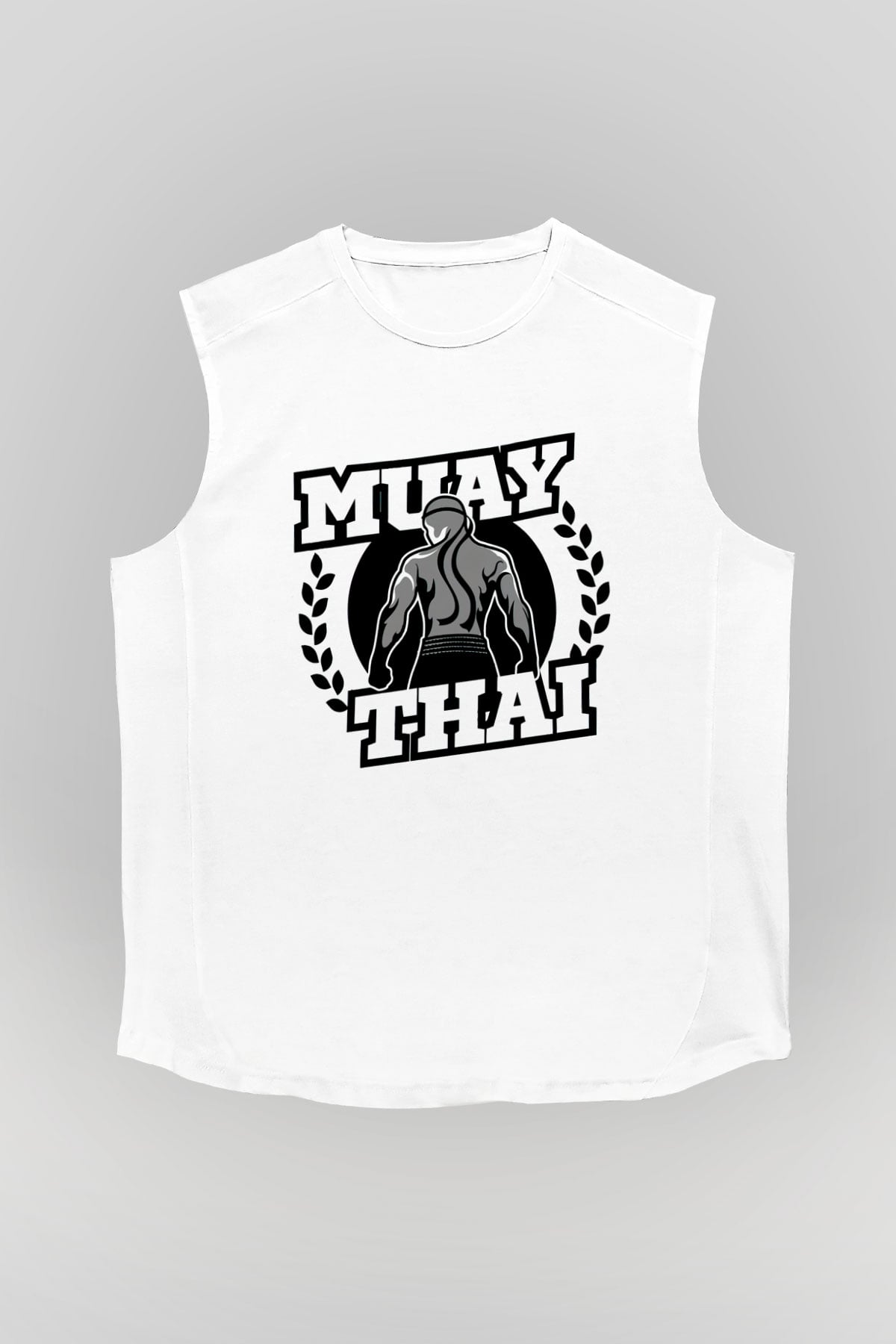 Muay Thai Beyaz Unisex Kolsuz Tişört