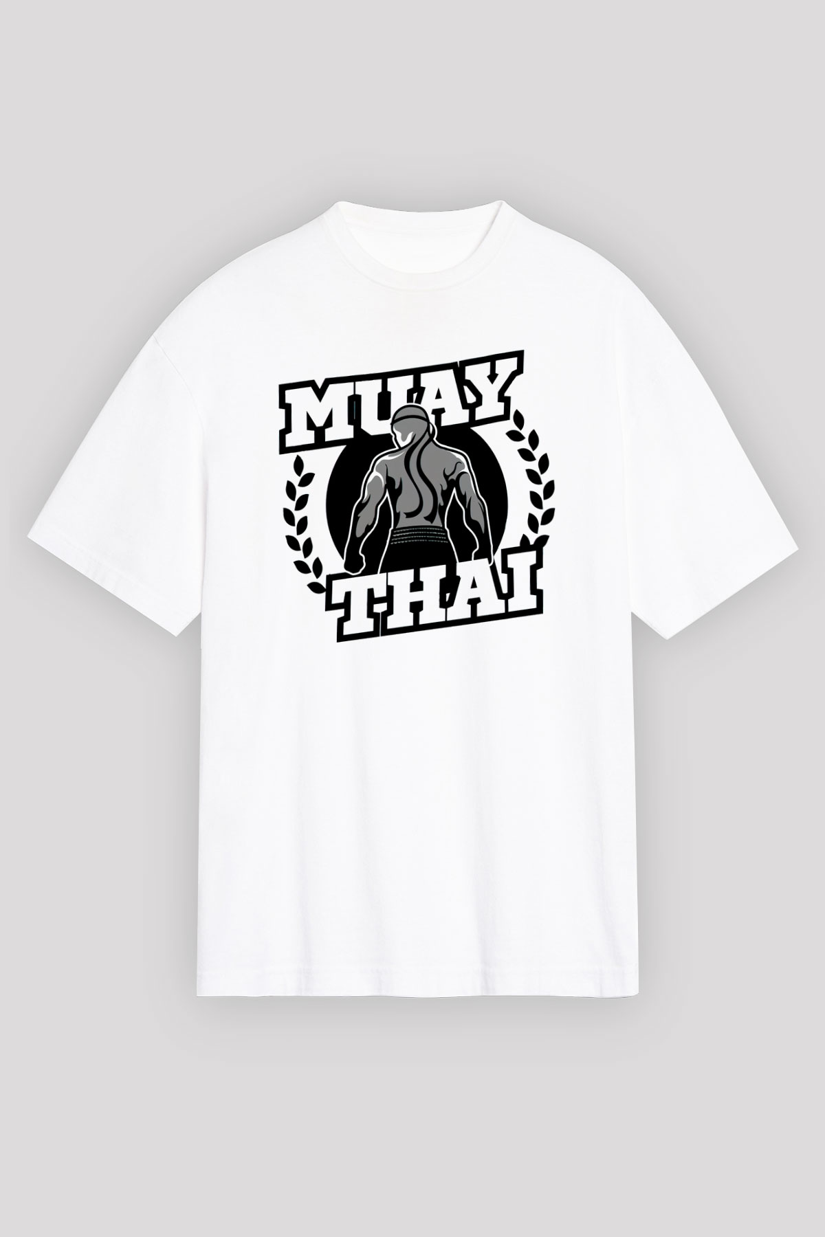 Muay Thai Beyaz Unisex Oversize Tişört T-Shirt