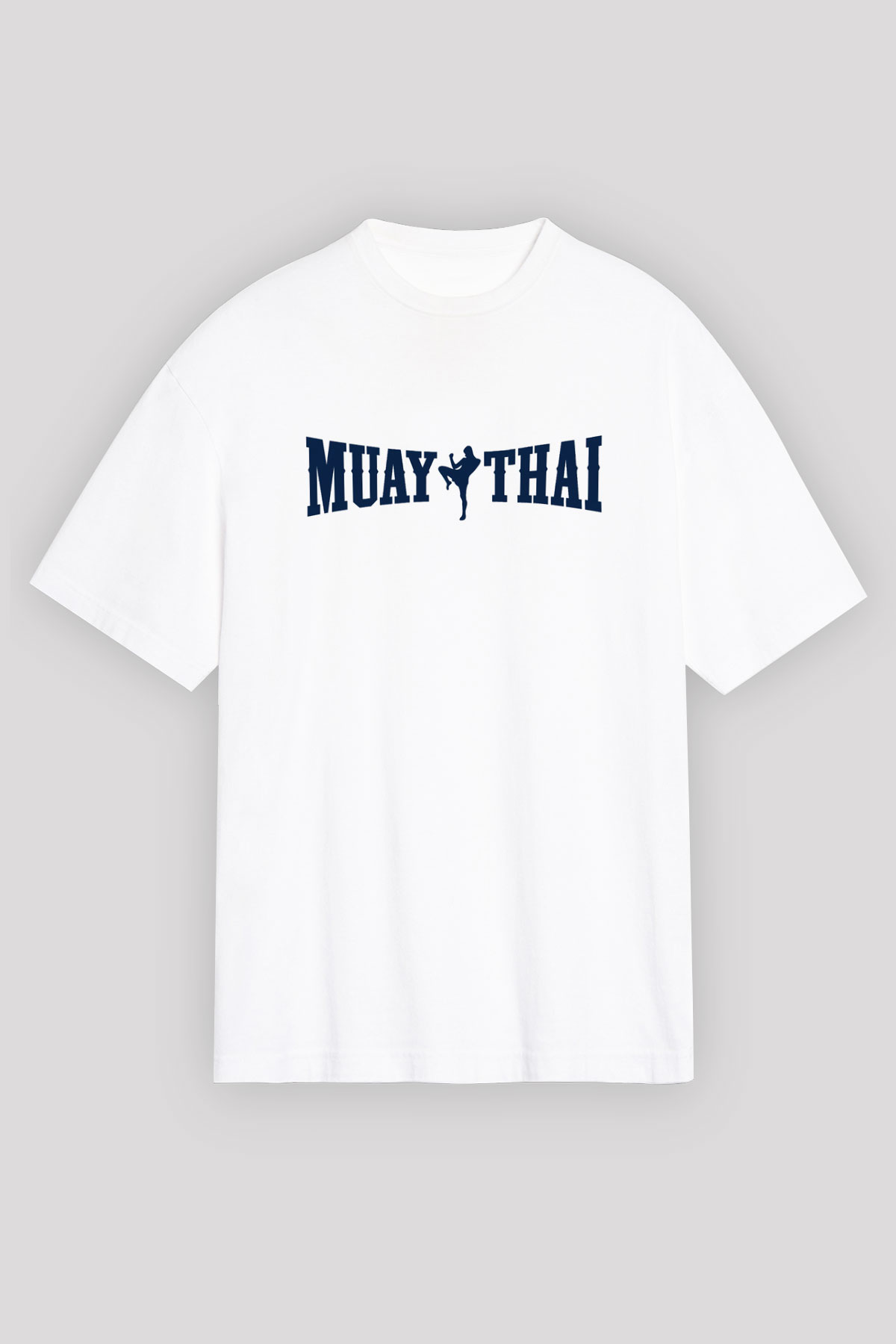 Muay Thai Beyaz Unisex Oversize Tişört T-Shirt