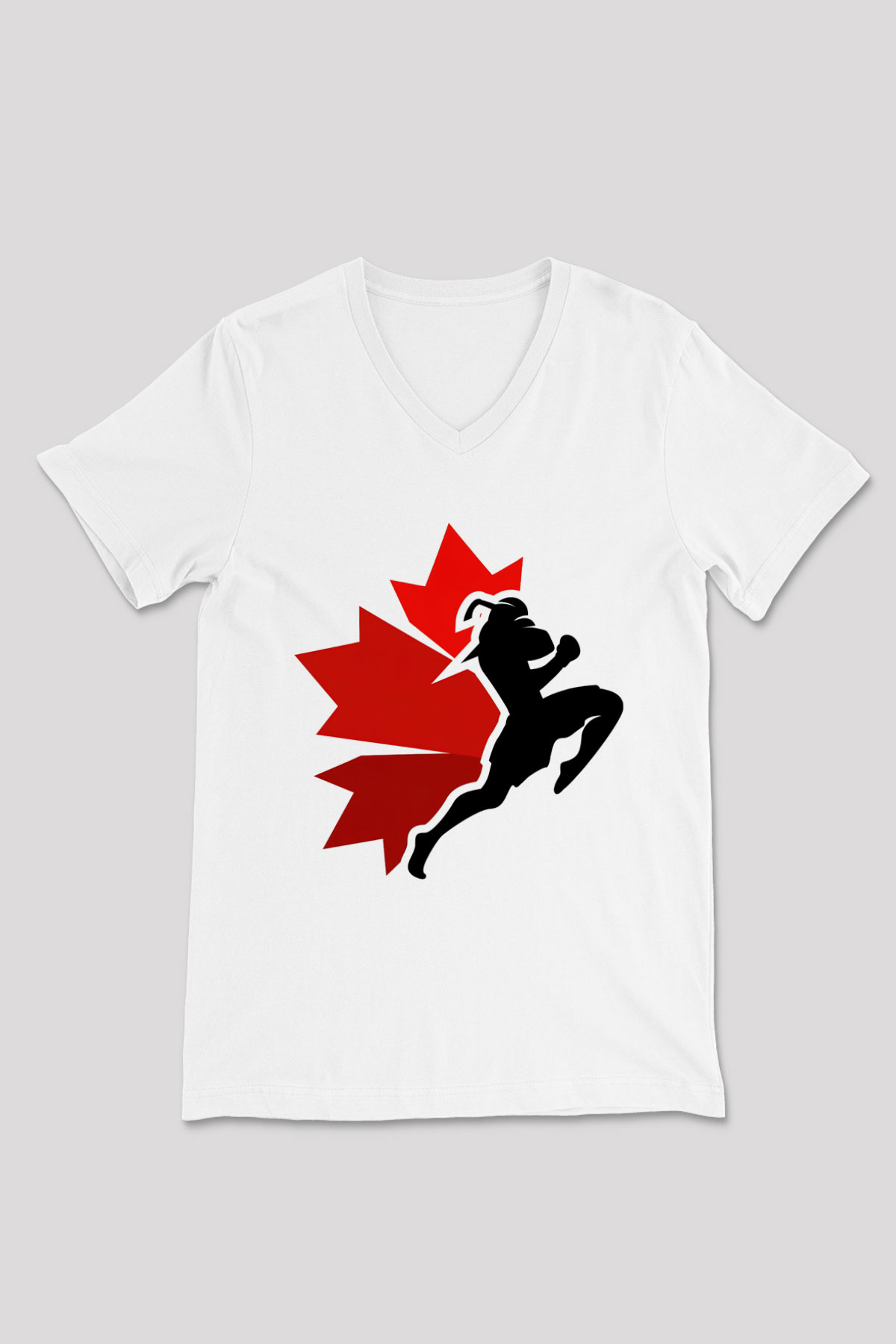 Muay Thai Beyaz Unisex V Yaka Tişört