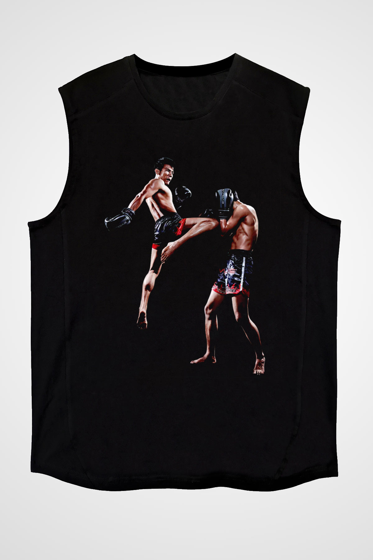 Muay Thai Siyah Unisex Kolsuz Tişört
