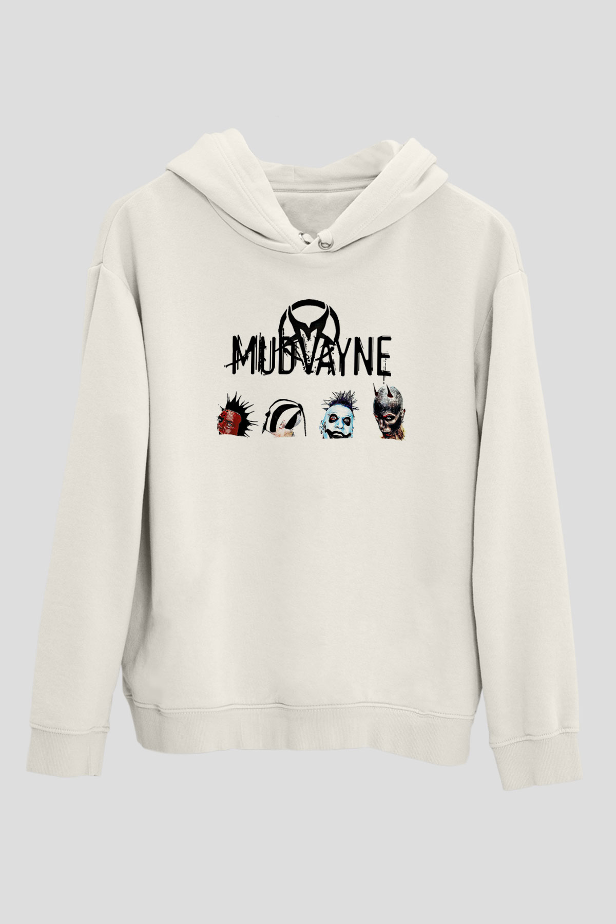 Mudvayne Baskılı Beyaz Unisex Kapüşonlu Sweatshirt