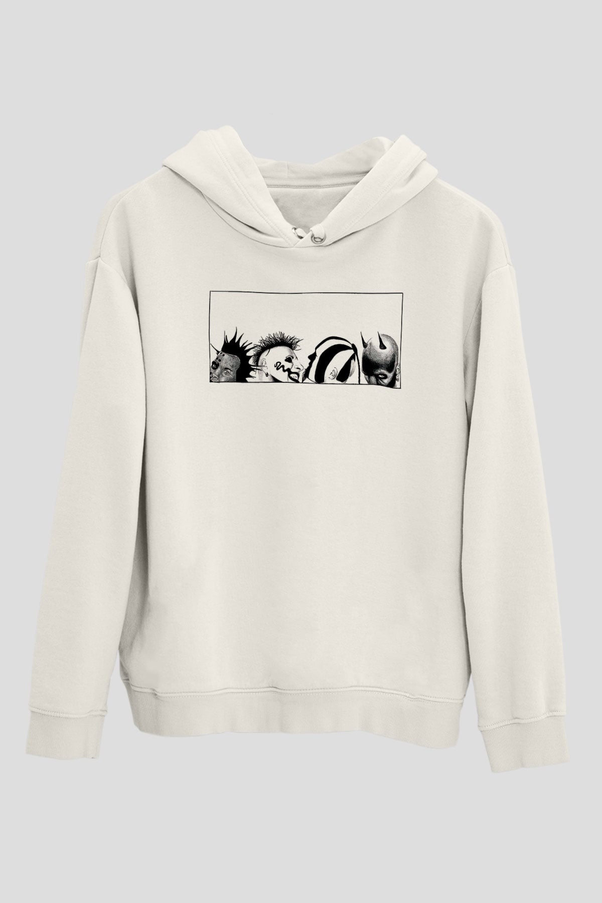 Mudvayne Baskılı Beyaz Unisex Kapüşonlu Sweatshirt