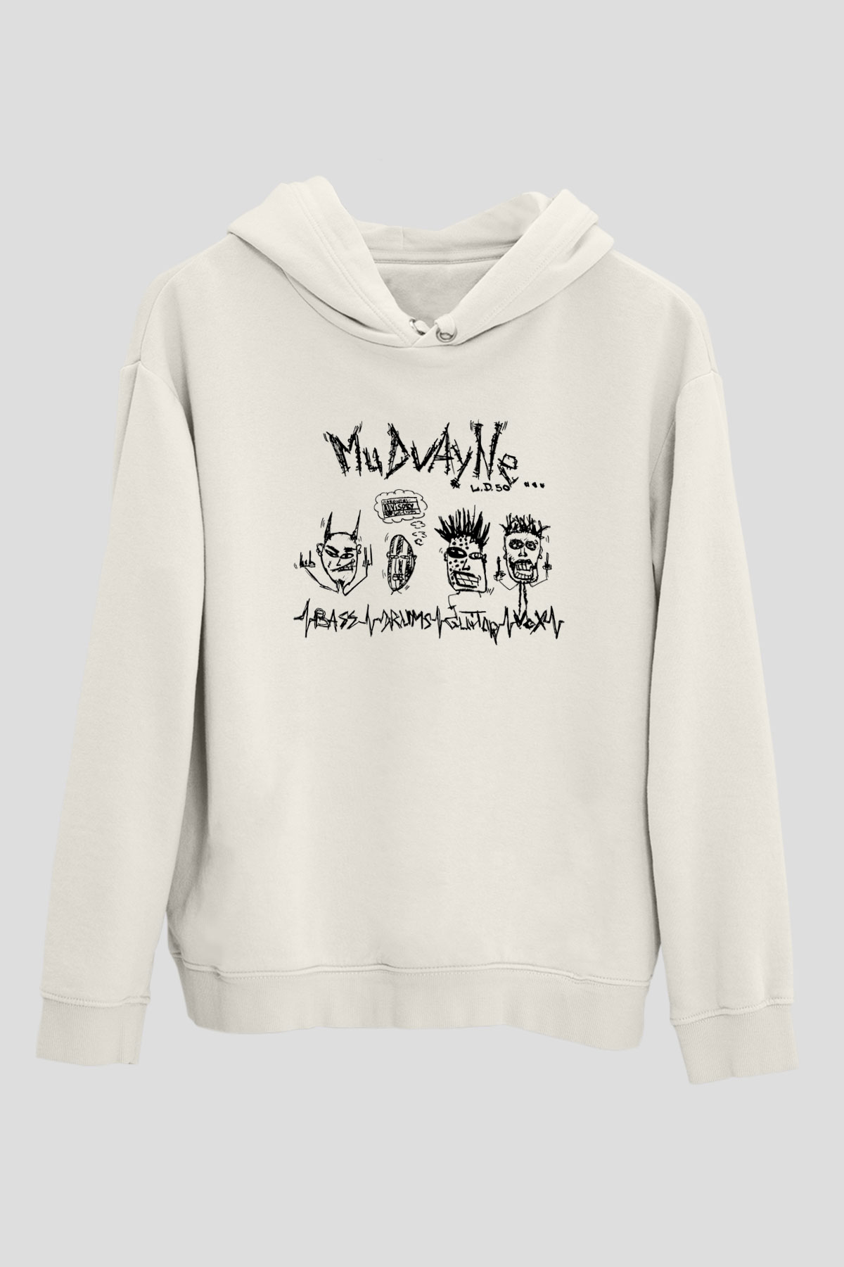 Mudvayne Baskılı Beyaz Unisex Kapüşonlu Sweatshirt