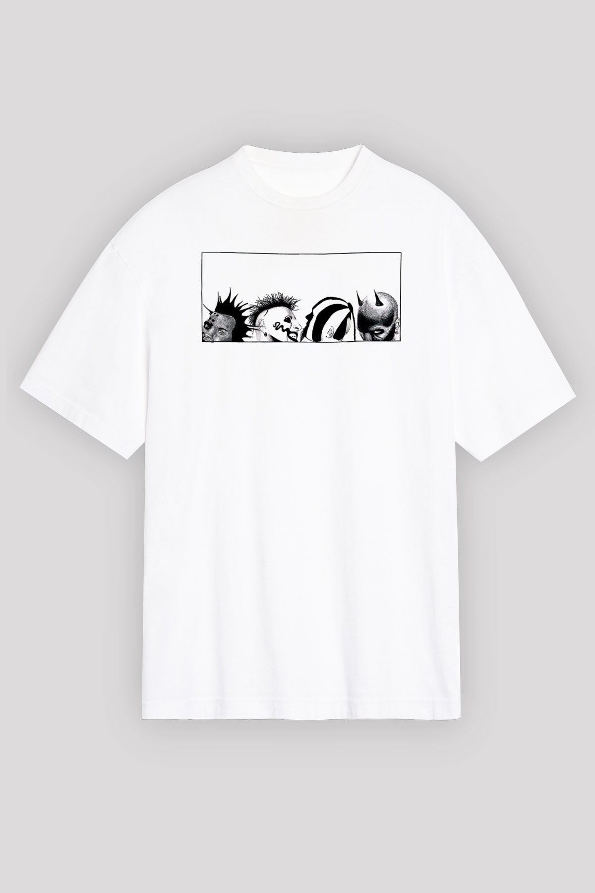 Mudvayne Baskılı Beyaz Unisex Oversize Tişört - Tshirt