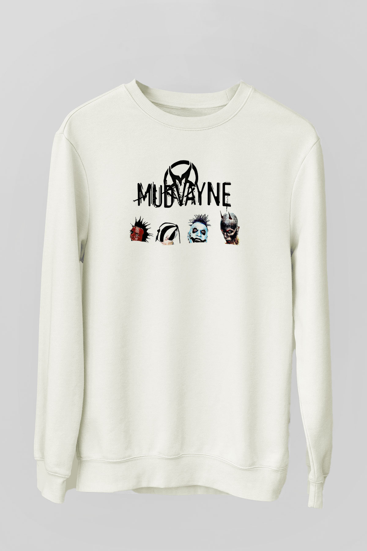 Mudvayne Baskılı Beyaz Unisex Sweatshirt