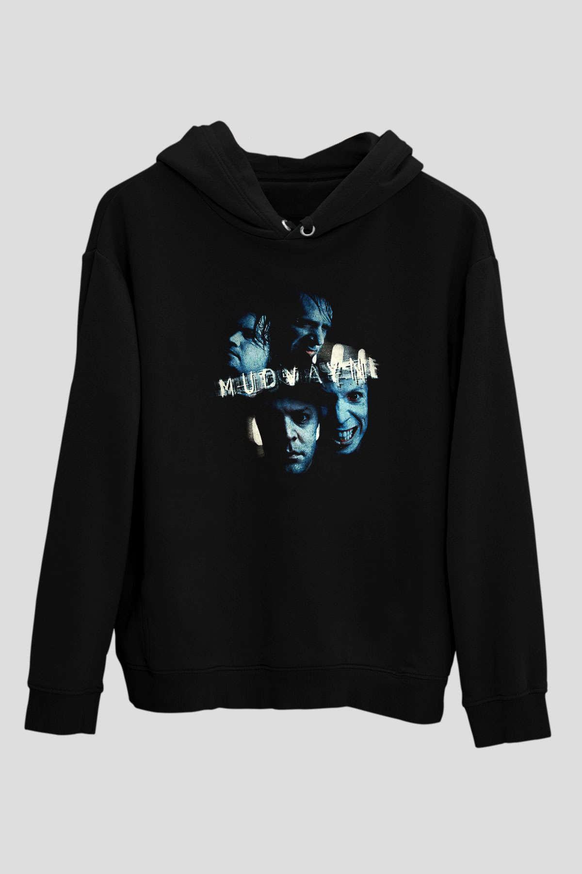 Mudvayne Baskılı Unisex Siyah Kapüşonlu Sweatshirt