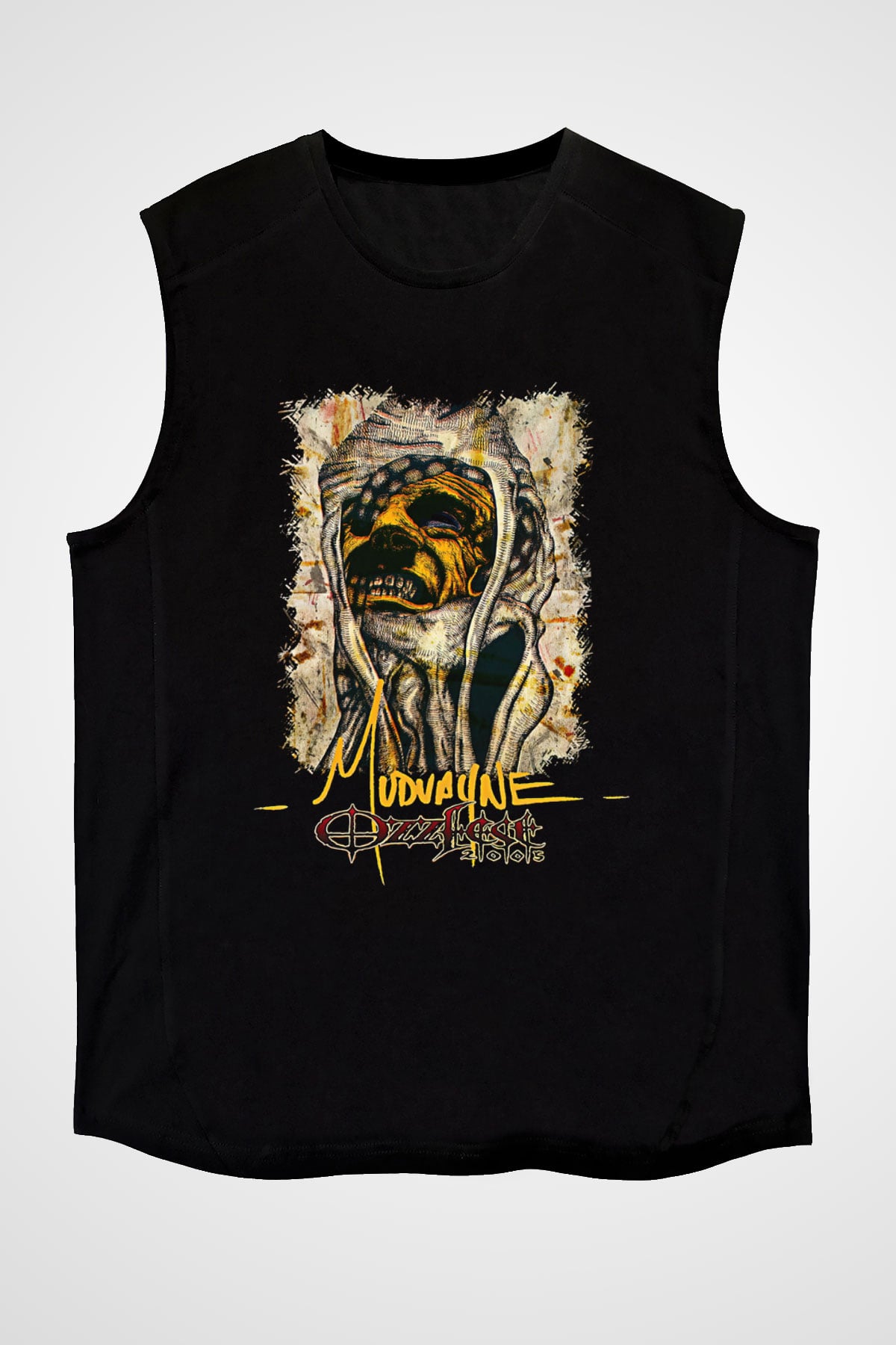 Mudvayne Baskılı Unisex Siyah Kolsuz Tişört - Tshirt