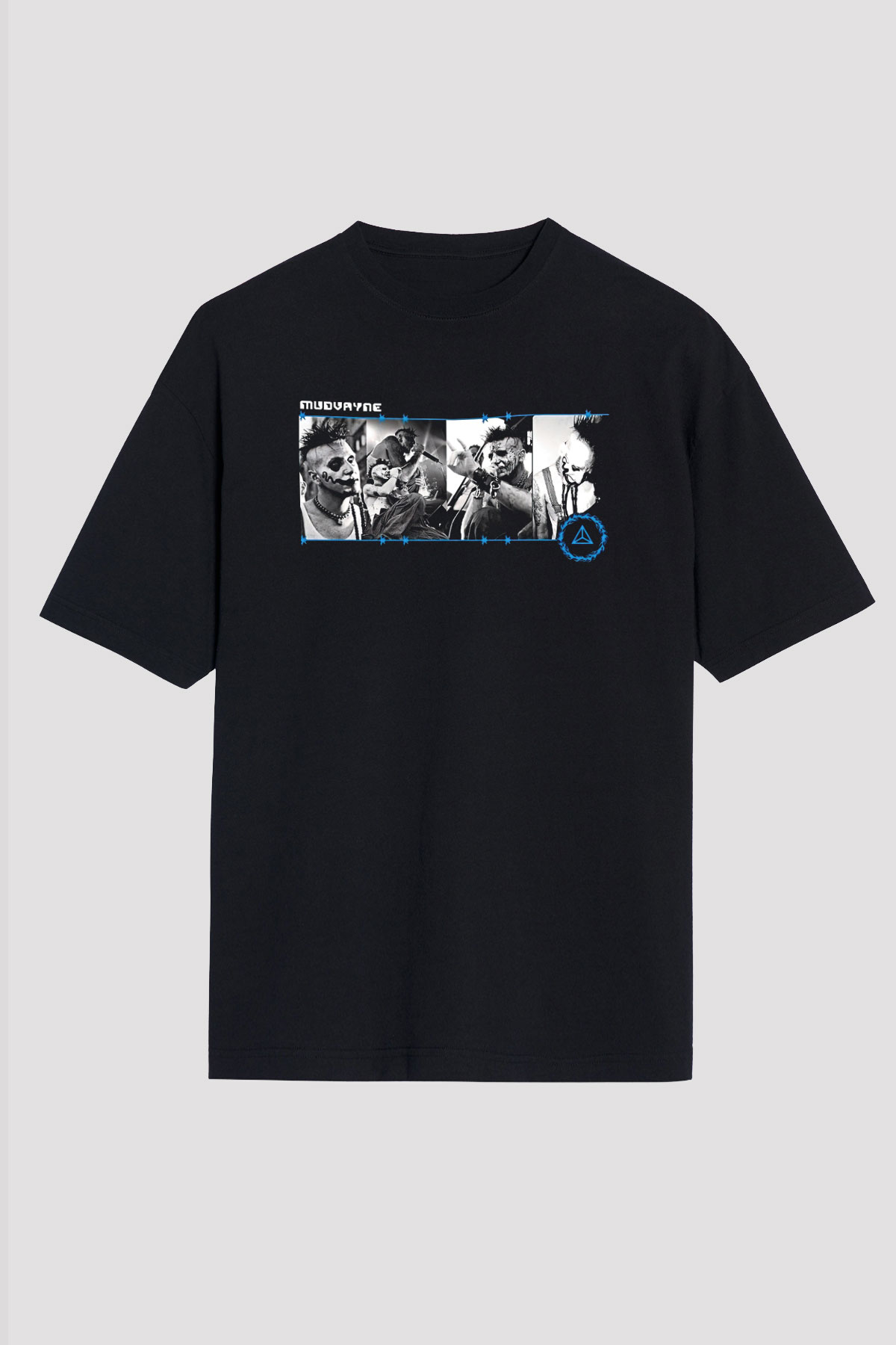 Mudvayne Baskılı Unisex Siyah Oversize Tişört - Tshirt
