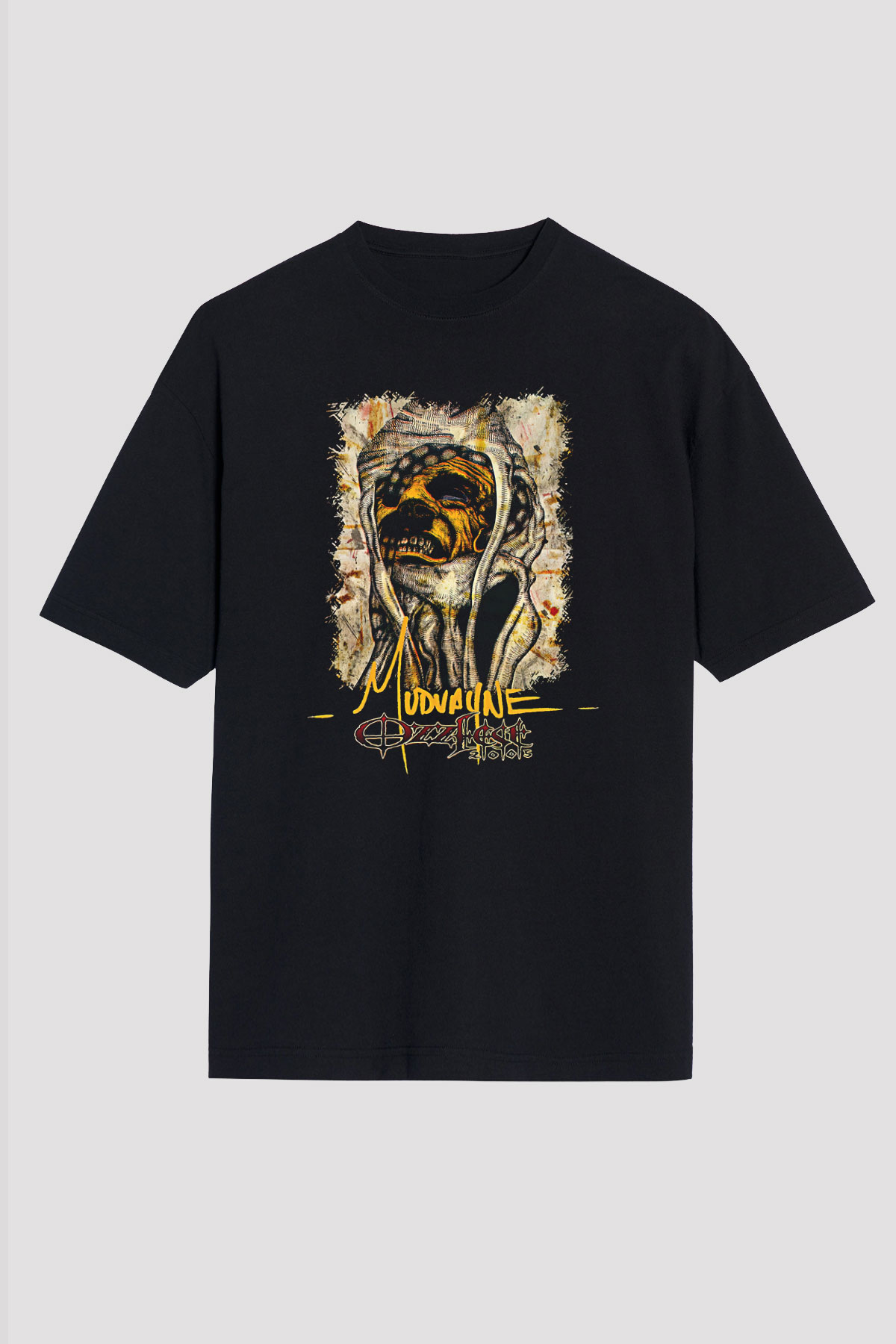 Mudvayne Baskılı Unisex Siyah Oversize Tişört - Tshirt