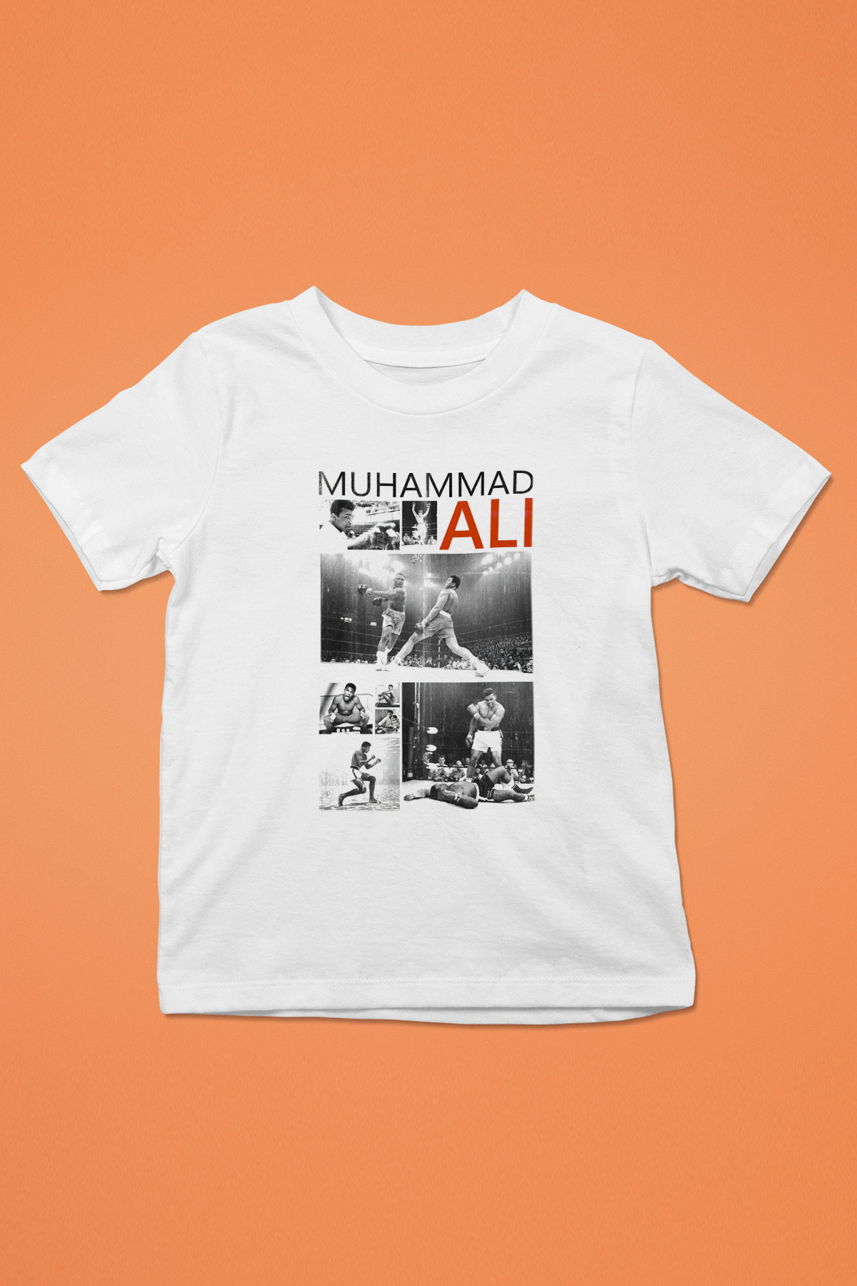Muhammed Ali Baskılı Beyaz Unisex Çocuk Tişört