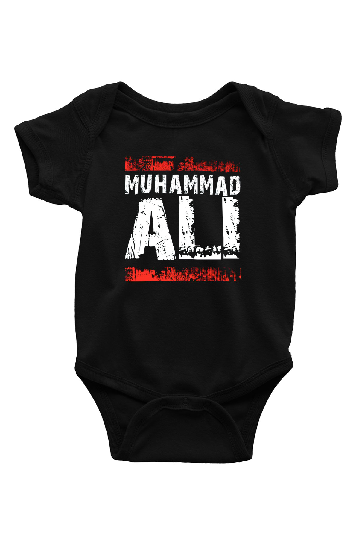 Muhammed Ali Baskılı Siyah Bebek Body - Zıbın